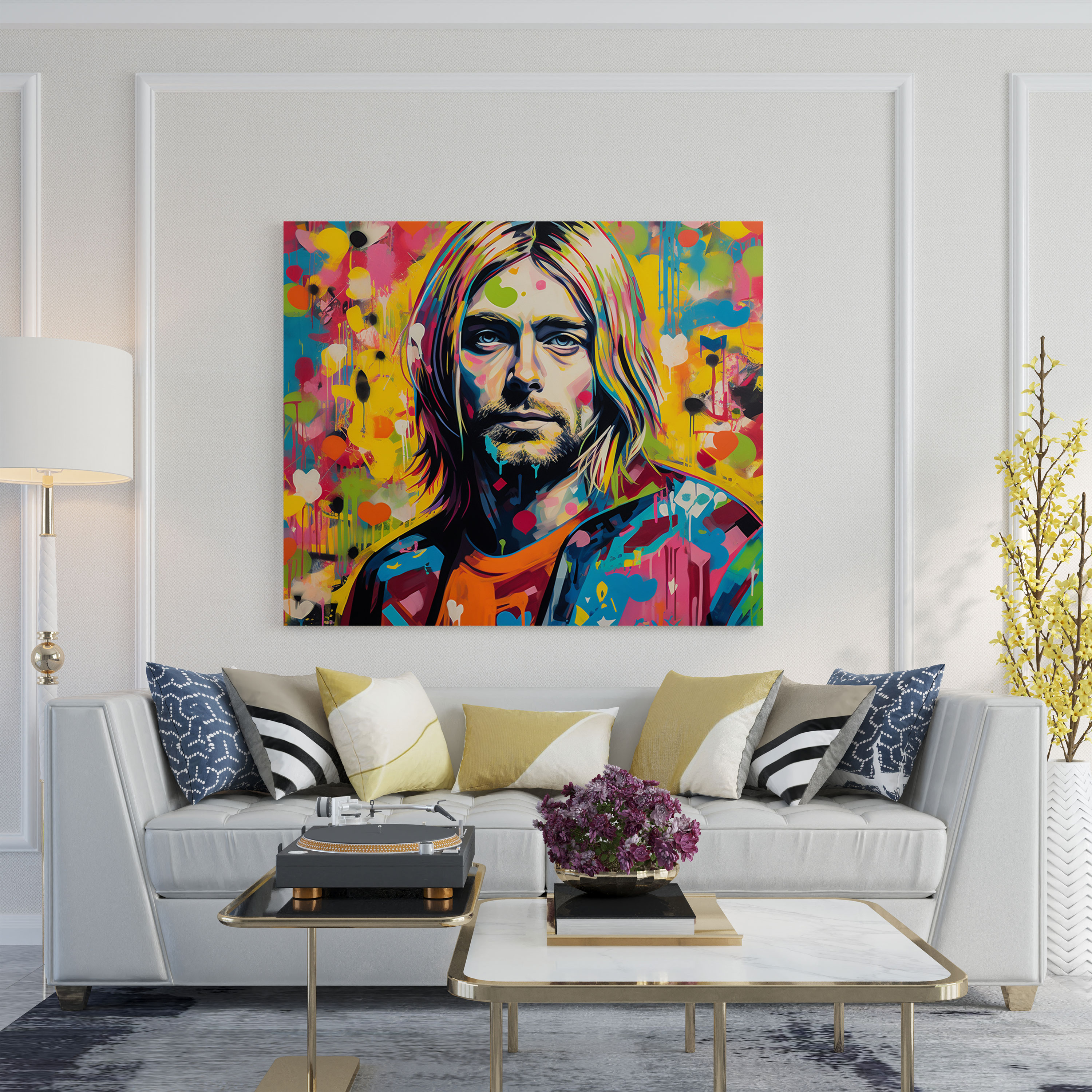 Kurt Cobain Leinwandbild im Graffiti-Stil - Rebellisch für die Wohnraumgestaltung