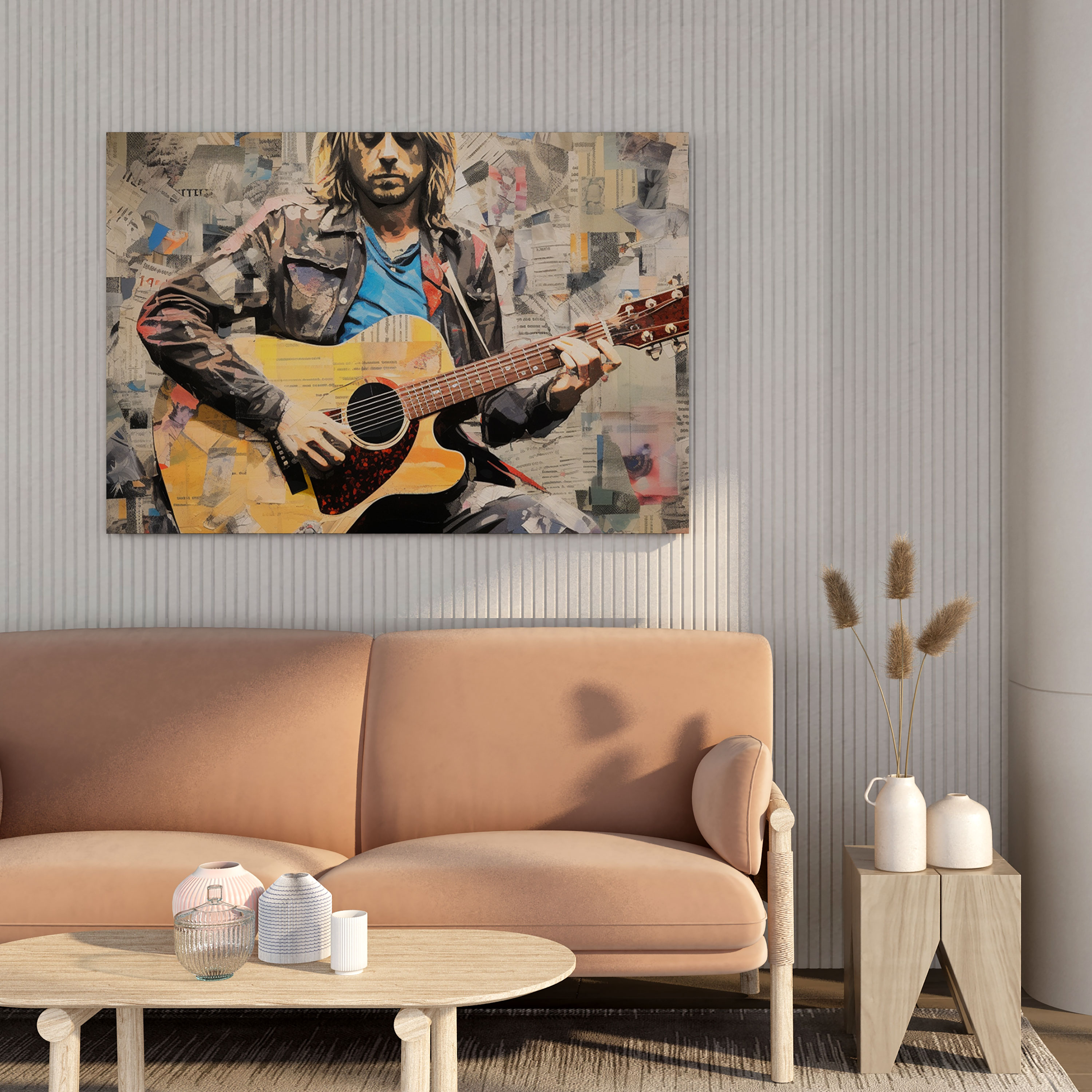 Kurt Cobain Wall Art - Kurt Cobain, Collage-Style Mixed Media, Wall Art, Canvas