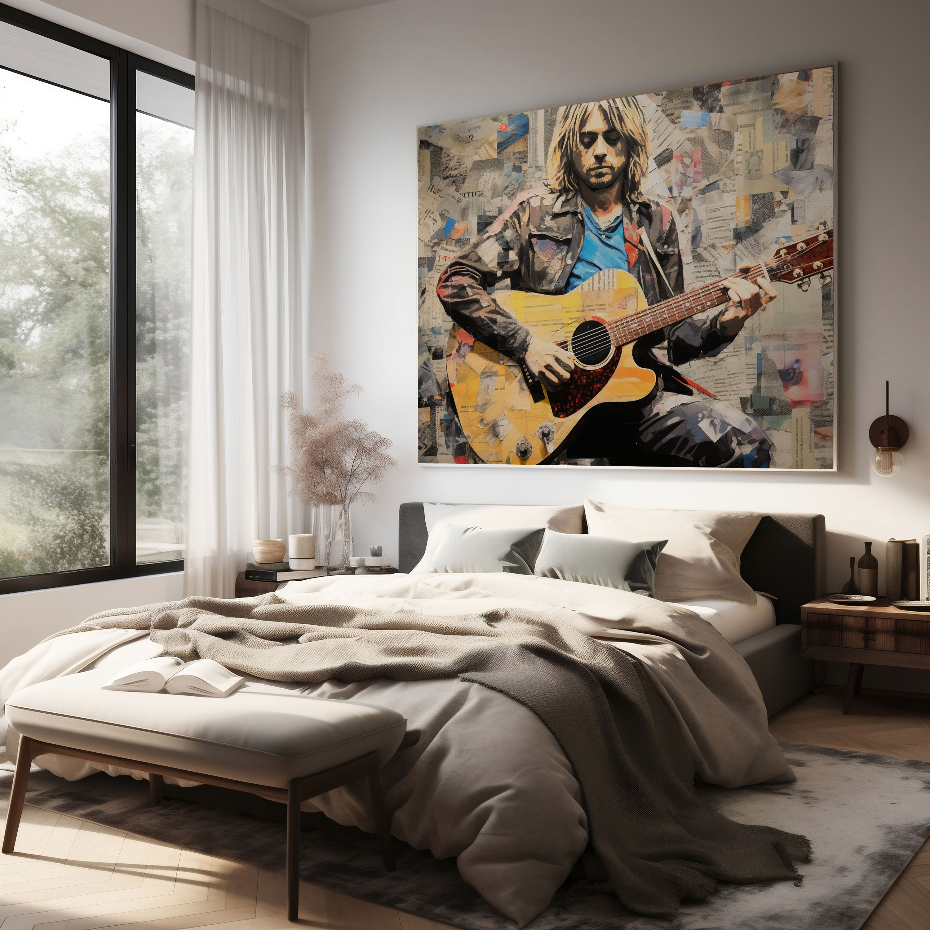 Kurt Cobain Wall Art - Kurt Cobain, Collage-Style Mixed Media, Wall Art, Canvas