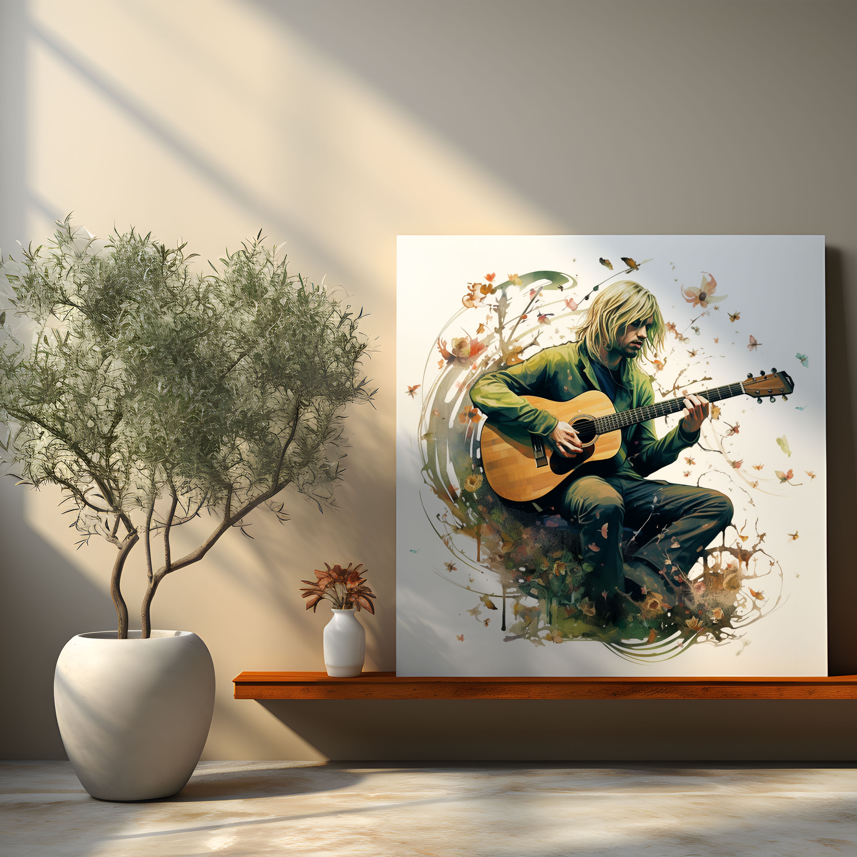 Kurt Cobain Wall Art - Kurt Cobain, Kurt Cobain, Musical Notes, Canvas Wall Art