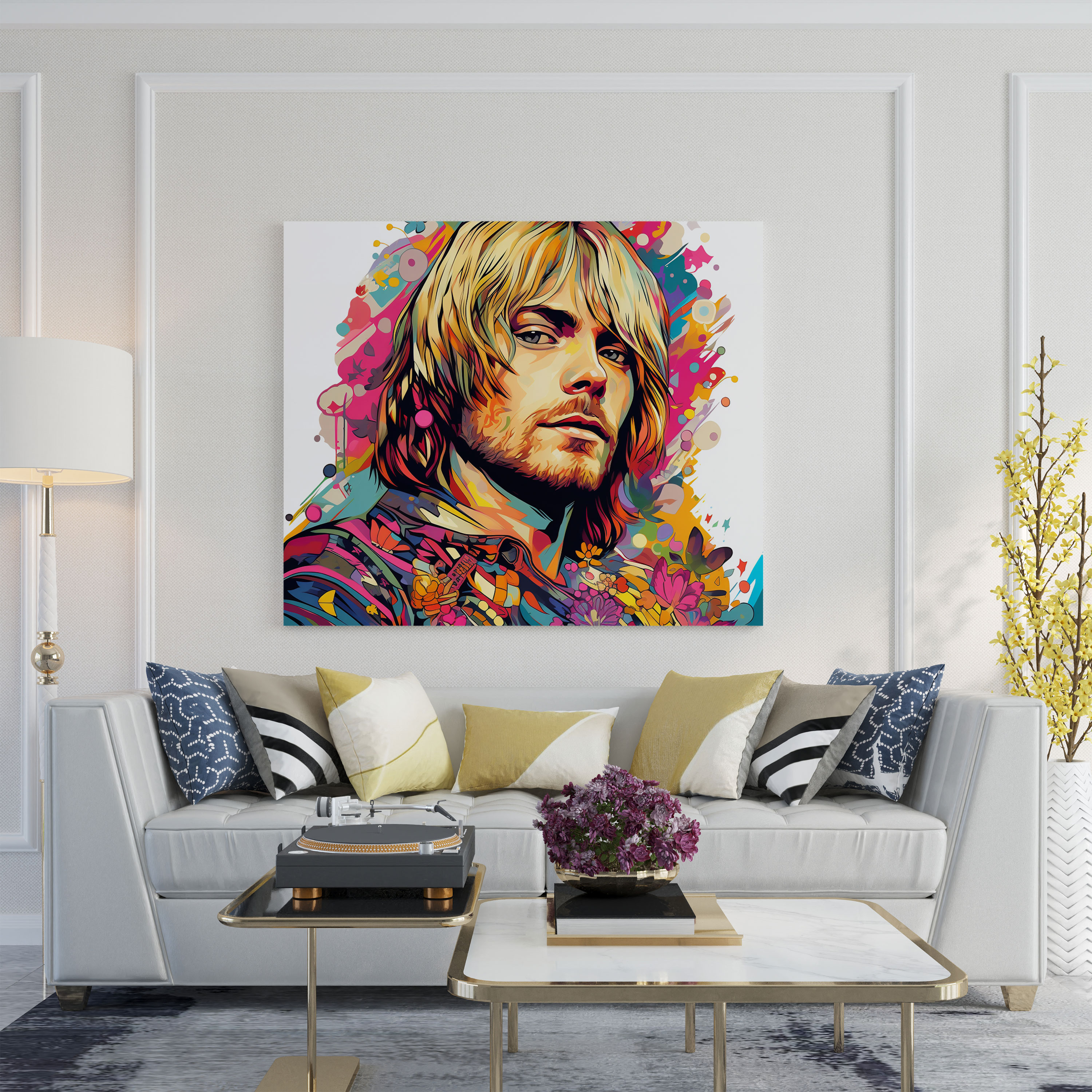 Kurt Cobain Canvas Print - Psychedelic Wall Art - Kurt Cobain, Canvas Print, Kurt Cobain, Canvas Wall Art