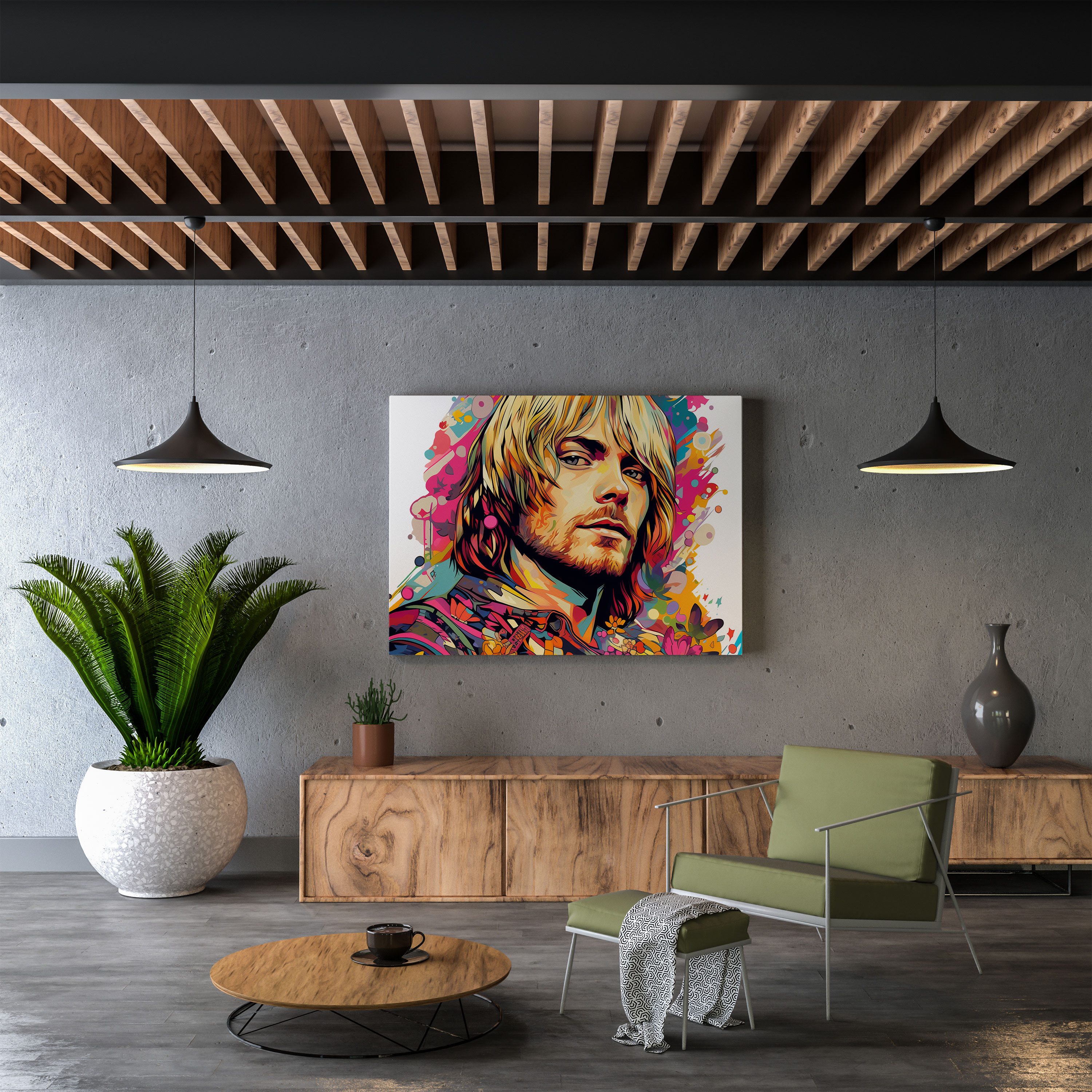 Kurt Cobain Canvas Print - Psychedelic Wall Art - Kurt Cobain, Canvas Print, Kurt Cobain, Canvas Wall Art