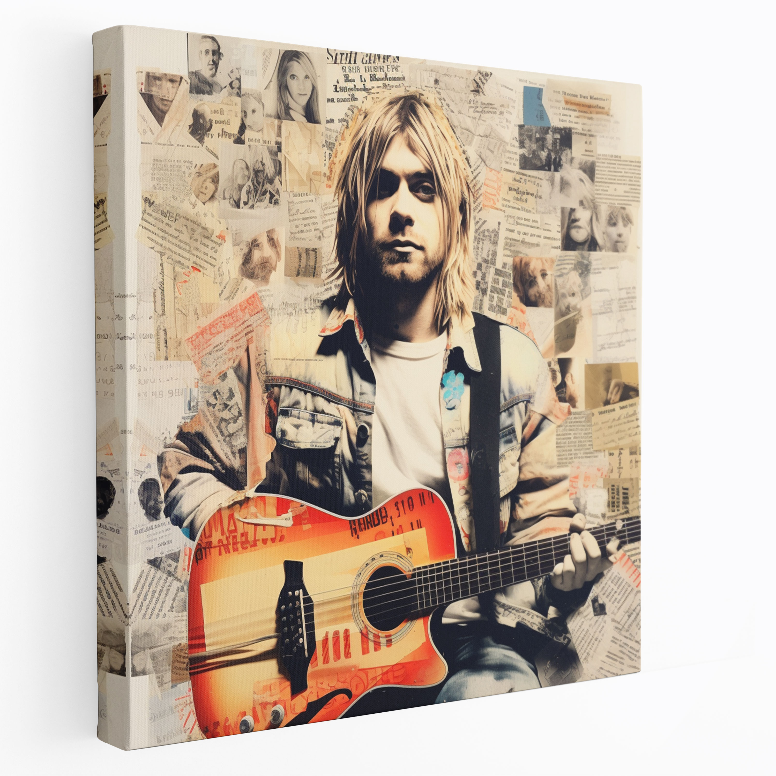 Kurt Cobain Canvas Print - Collage Wall Art - Kurt Cobain, Collage, Handwritten Notes, Canvas Print