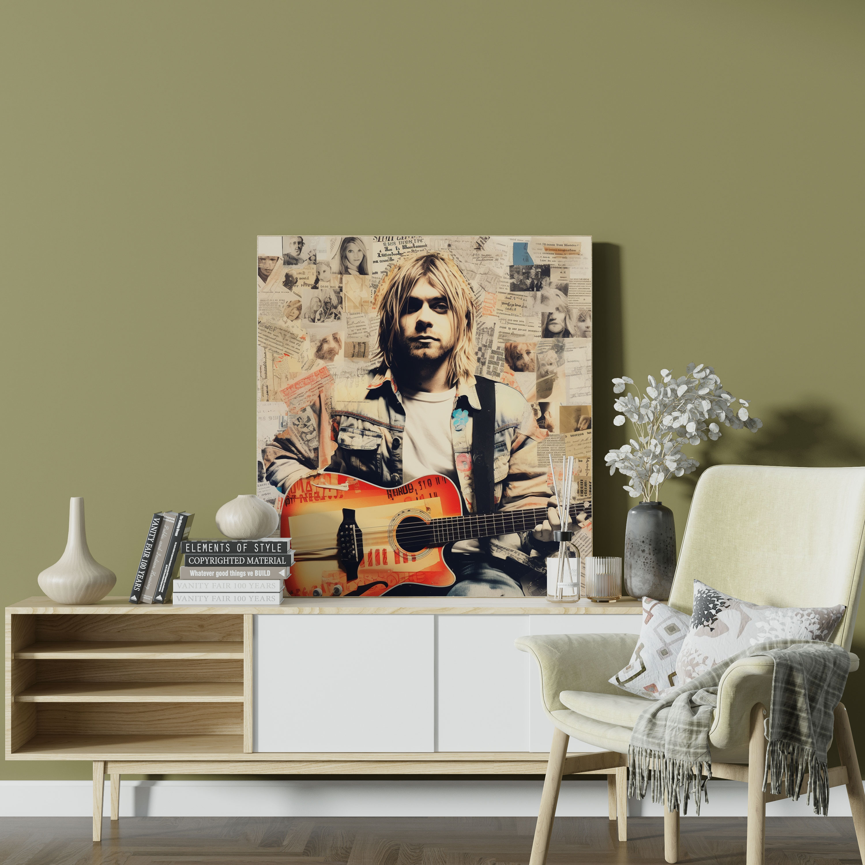 Kurt Cobain Canvas Print - Collage Wall Art - Kurt Cobain, Collage, Handwritten Notes, Canvas Print