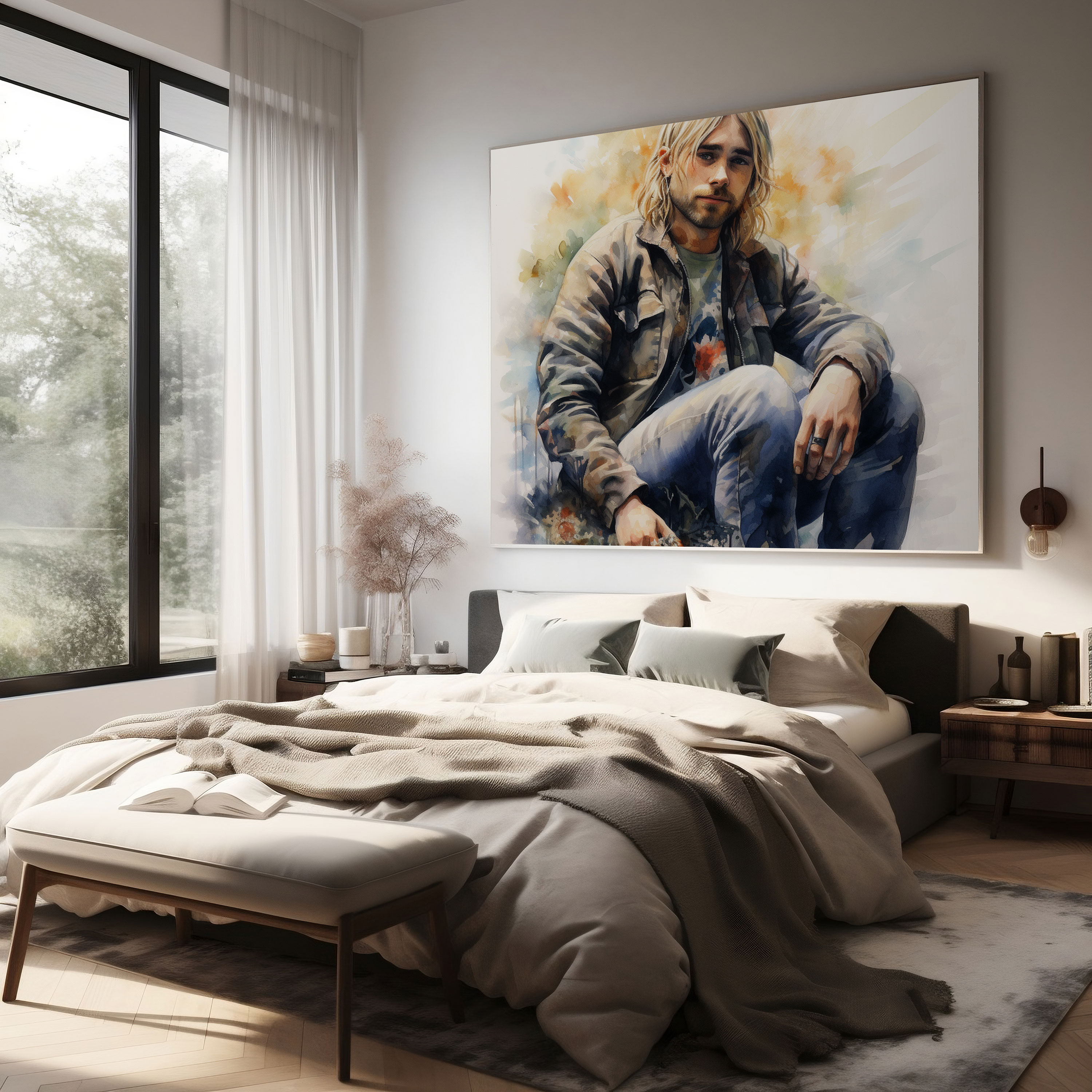 Kurt Cobain Canvas Print - Watercolor Wall Art - Kurt Cobain, Home Decoration, Canvas Print, Wall Decoration