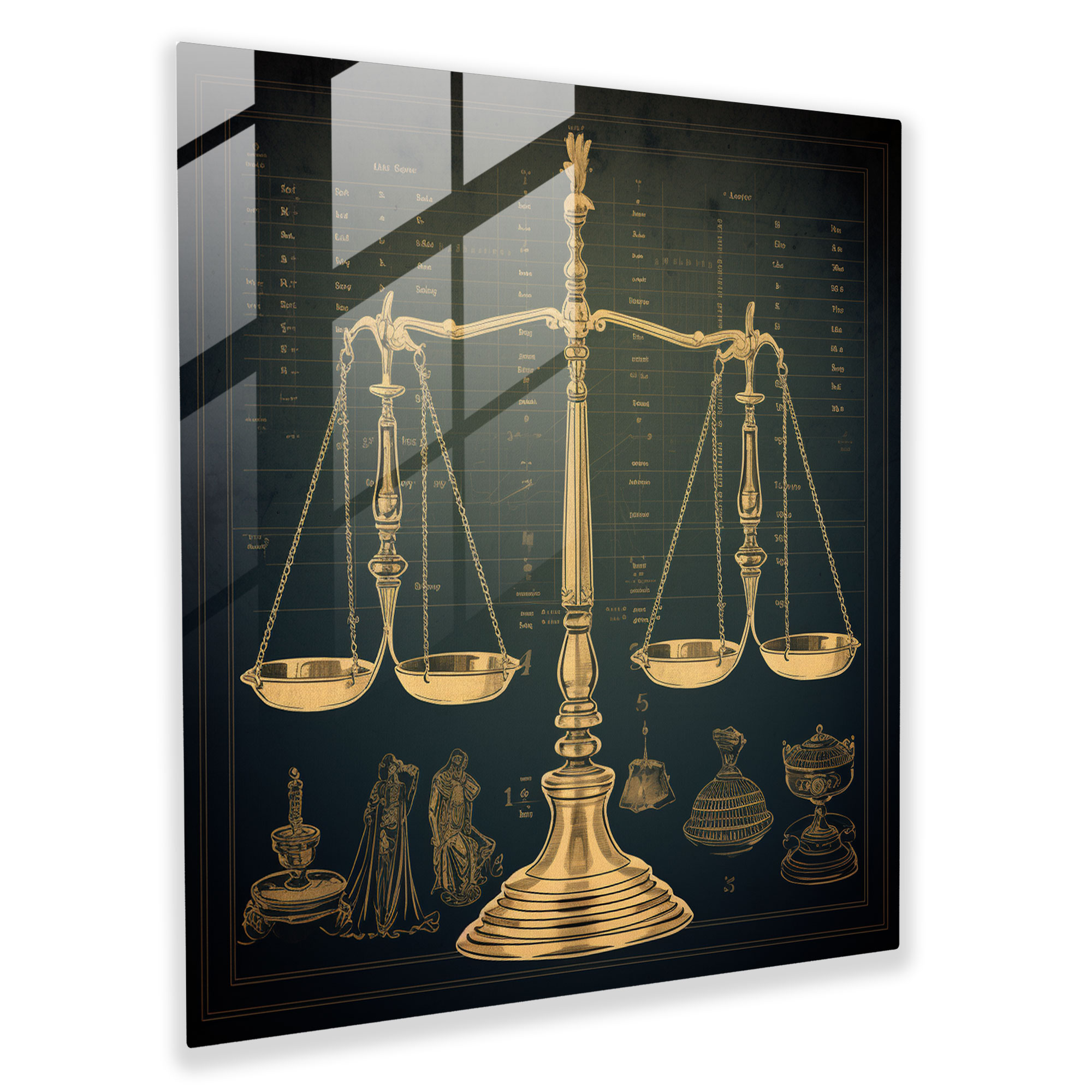 Vintage Legal Symbols Glass Print - Law, Vintage Legal Symbols Glass Print, Glass Wall Art, Glass Art