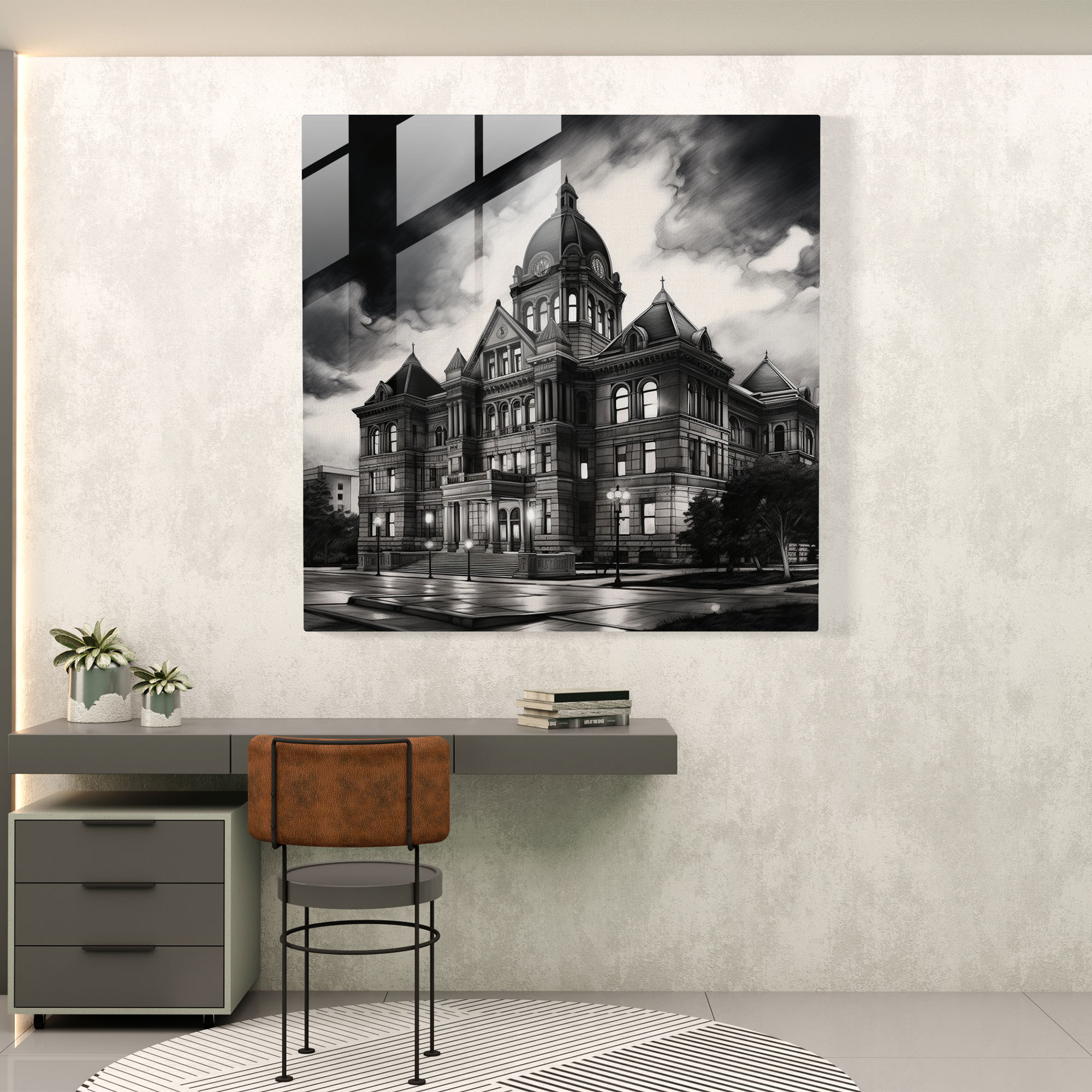 Law And Order Glass Print - Law, Glass Print, Sketch, Courthouse