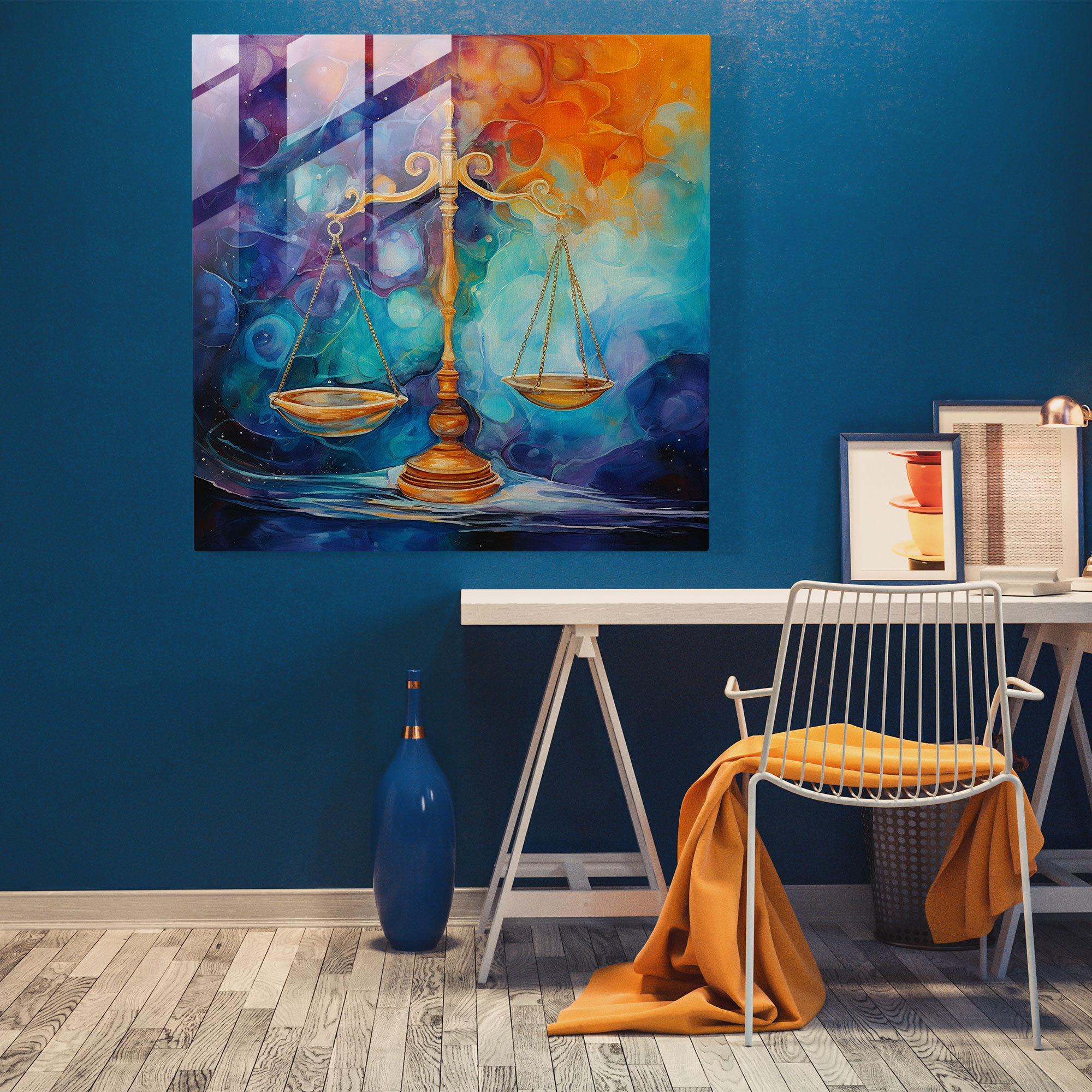 Justice Balance Glass Print - Law, Scales Of Justice, Glass Wall Art, Home Decoration