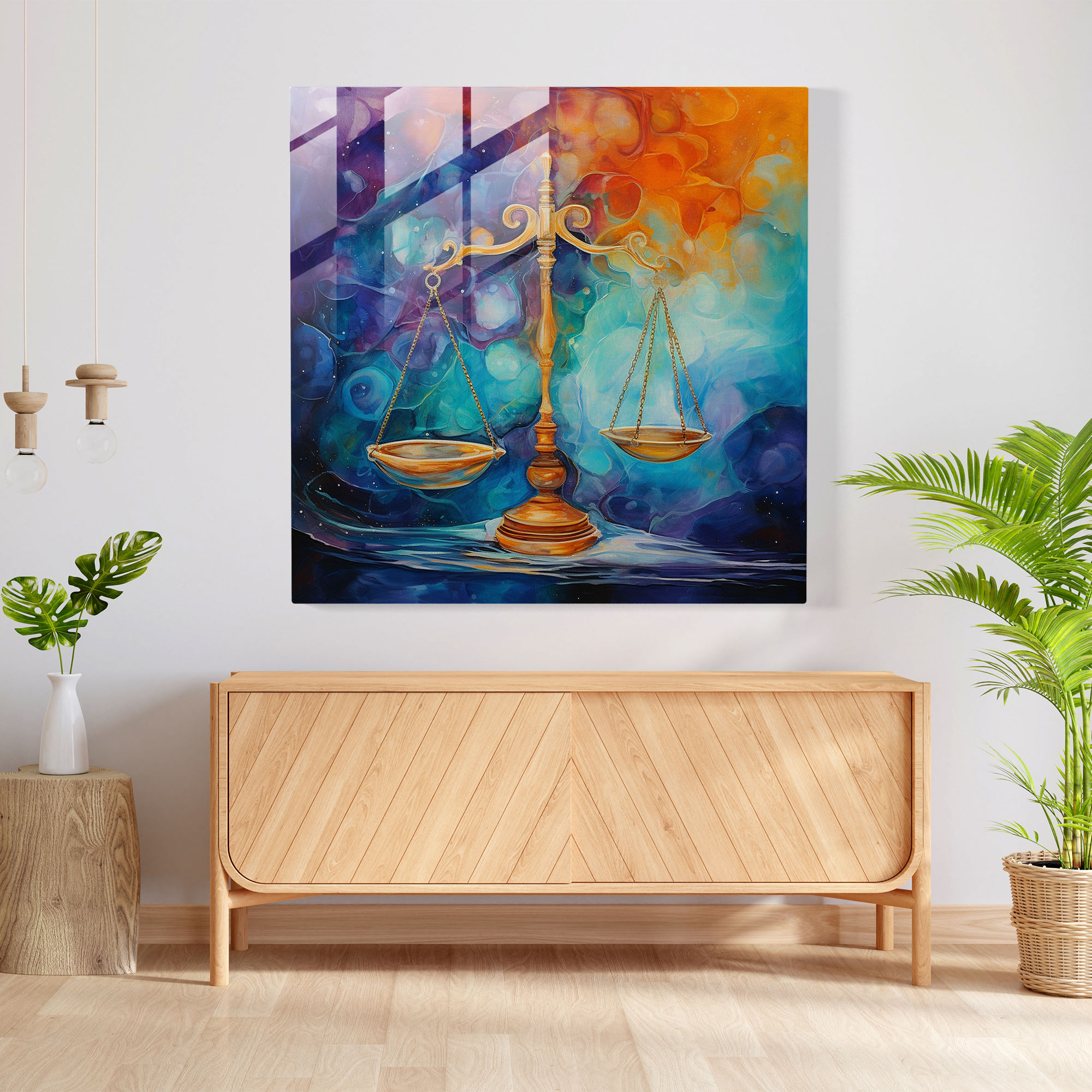 Justice Balance Glass Print - Law, Scales Of Justice, Glass Wall Art, Home Decoration
