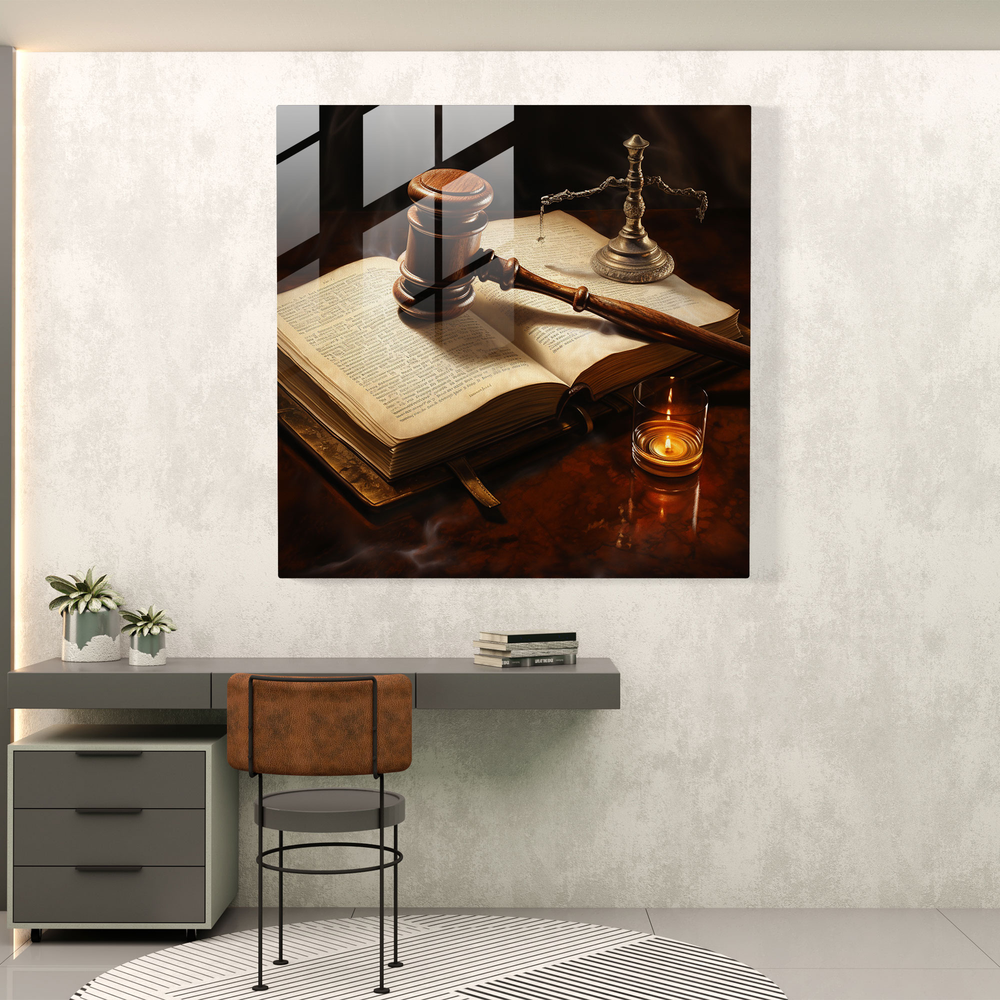 Symbol Of Justice Glass Print - Law, Symbol Of Justice, Law Book, Modern Art