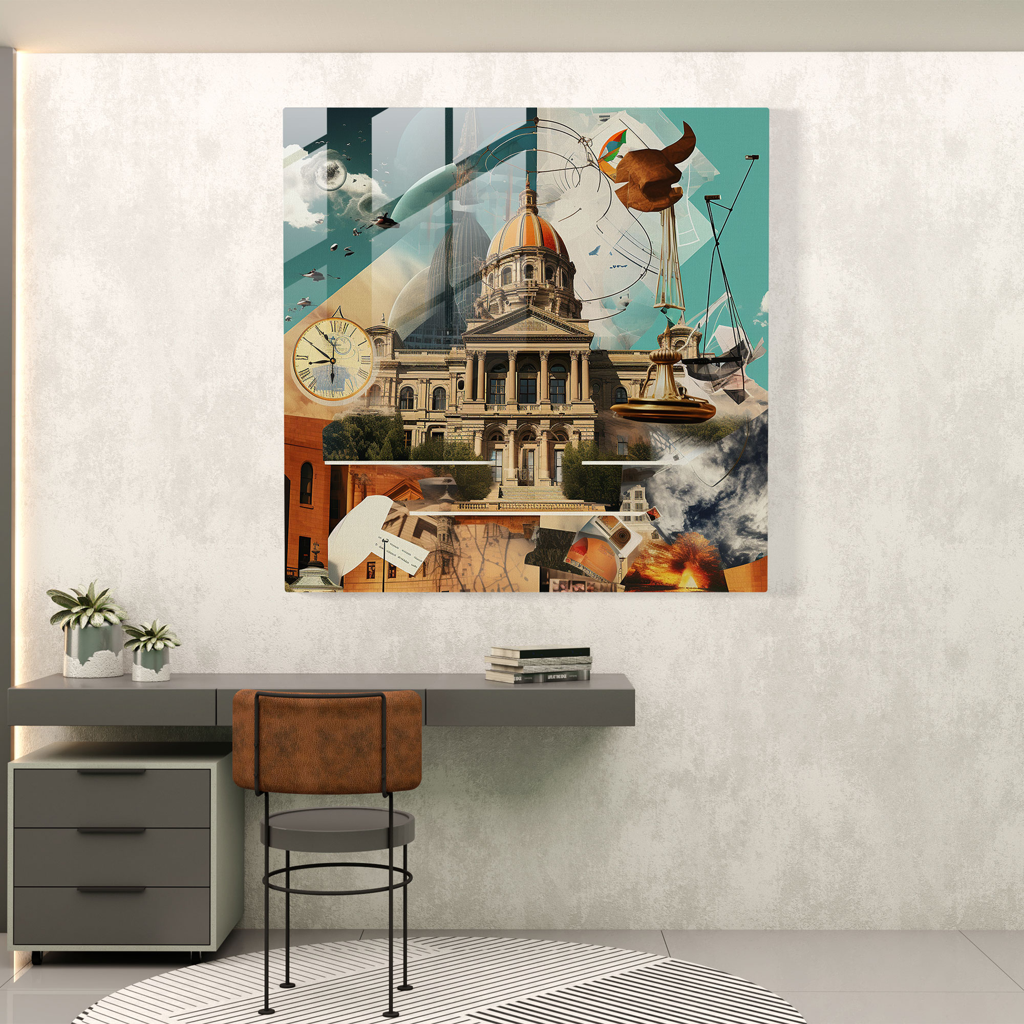 Legal Icons Glass Print - Law, Glass Wall Art, Modern Art, Wall Decoration