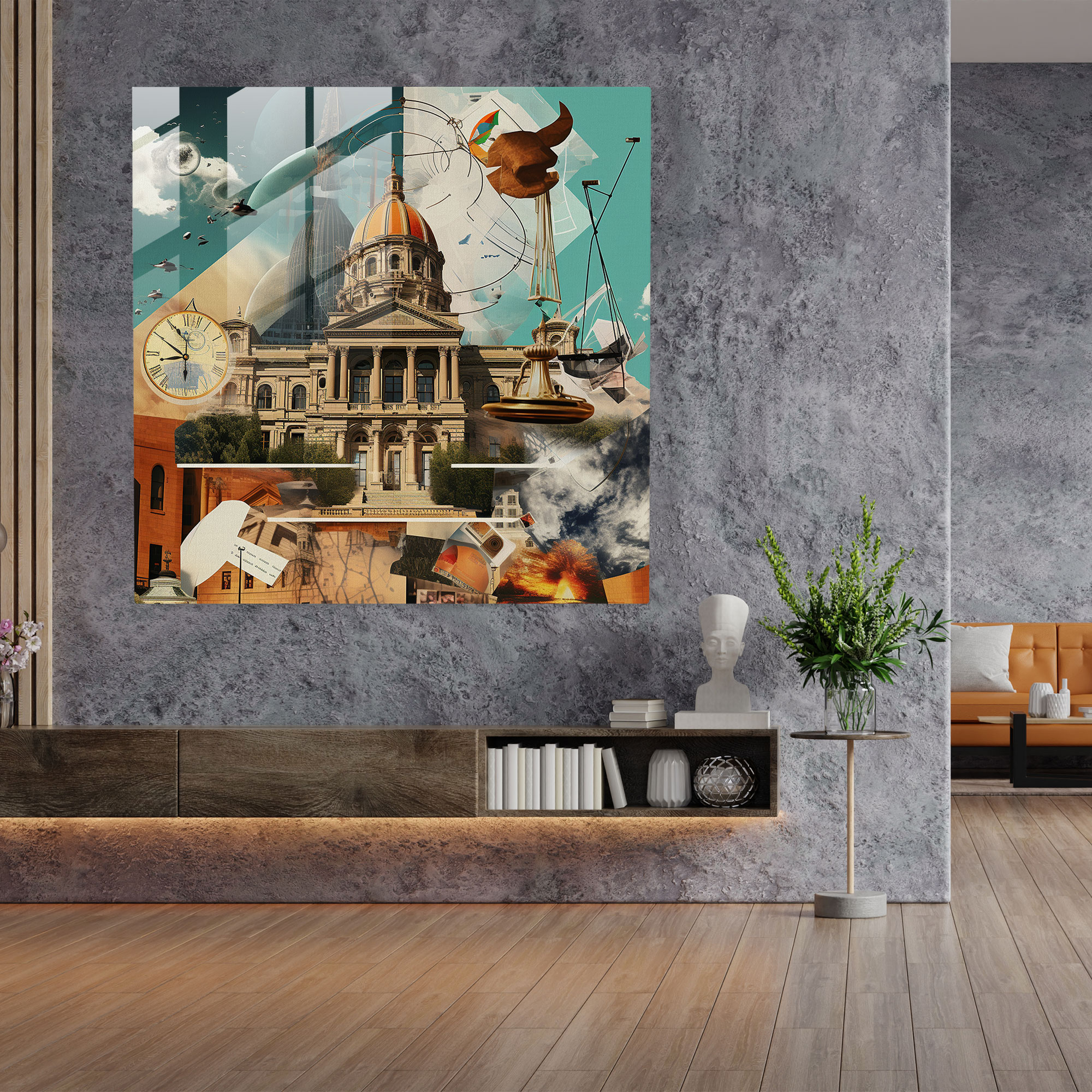 Legal Icons Glass Print - Law, Glass Wall Art, Modern Art, Wall Decoration