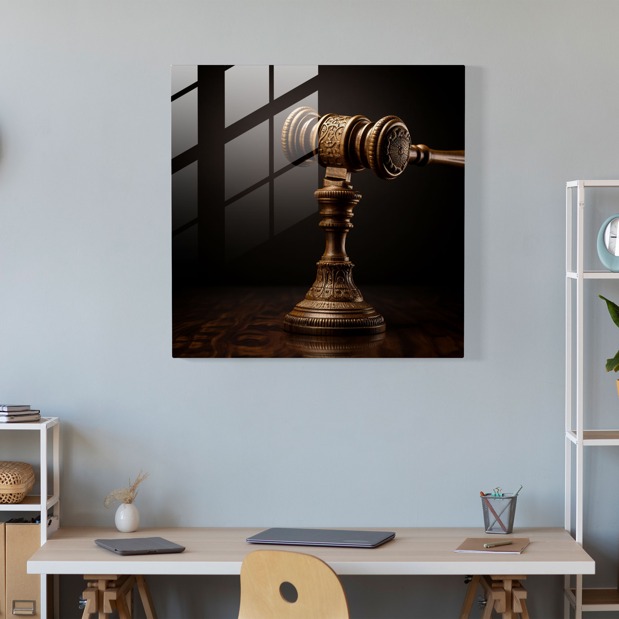 Gavel Detail Glass Print - Law, Law, Judge's Gavel, Modern Art