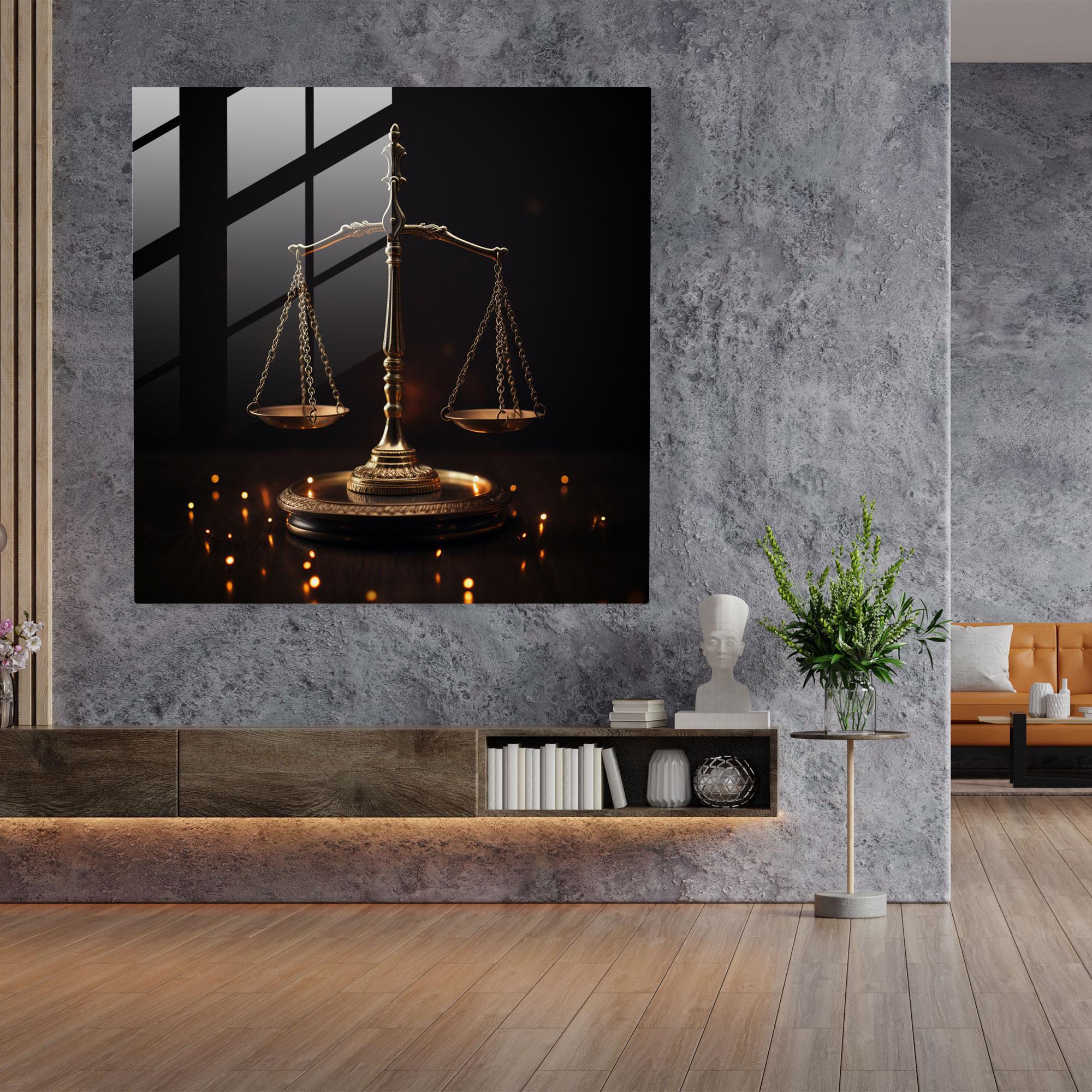 Hukuk Temalı Cam Tablo - Modern Sanat Duvar Dekorasyonu