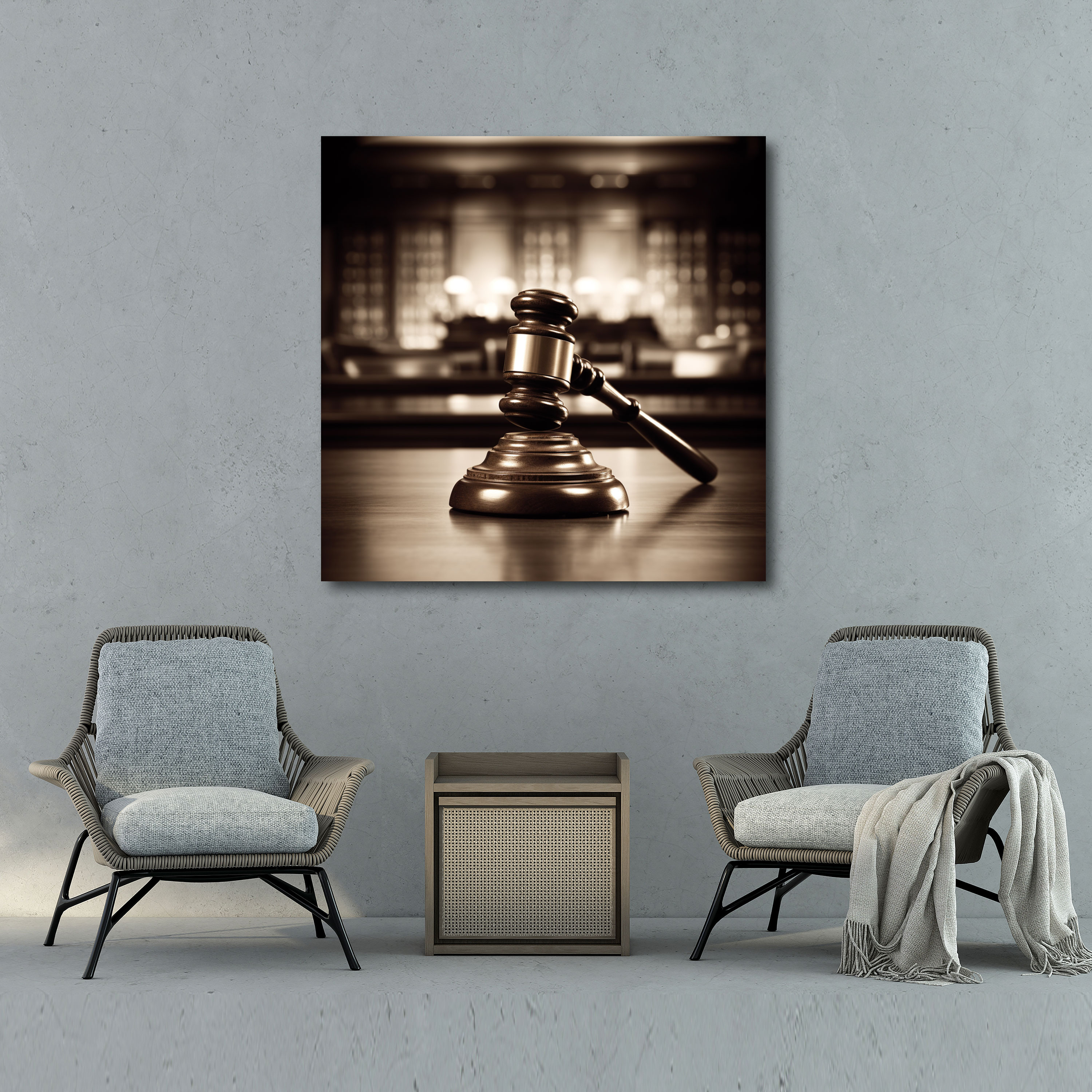 Law Canvas Print - Vintage Gavel On Wooden Desk - Law, Wall Art, Wooden Desk, Gavel