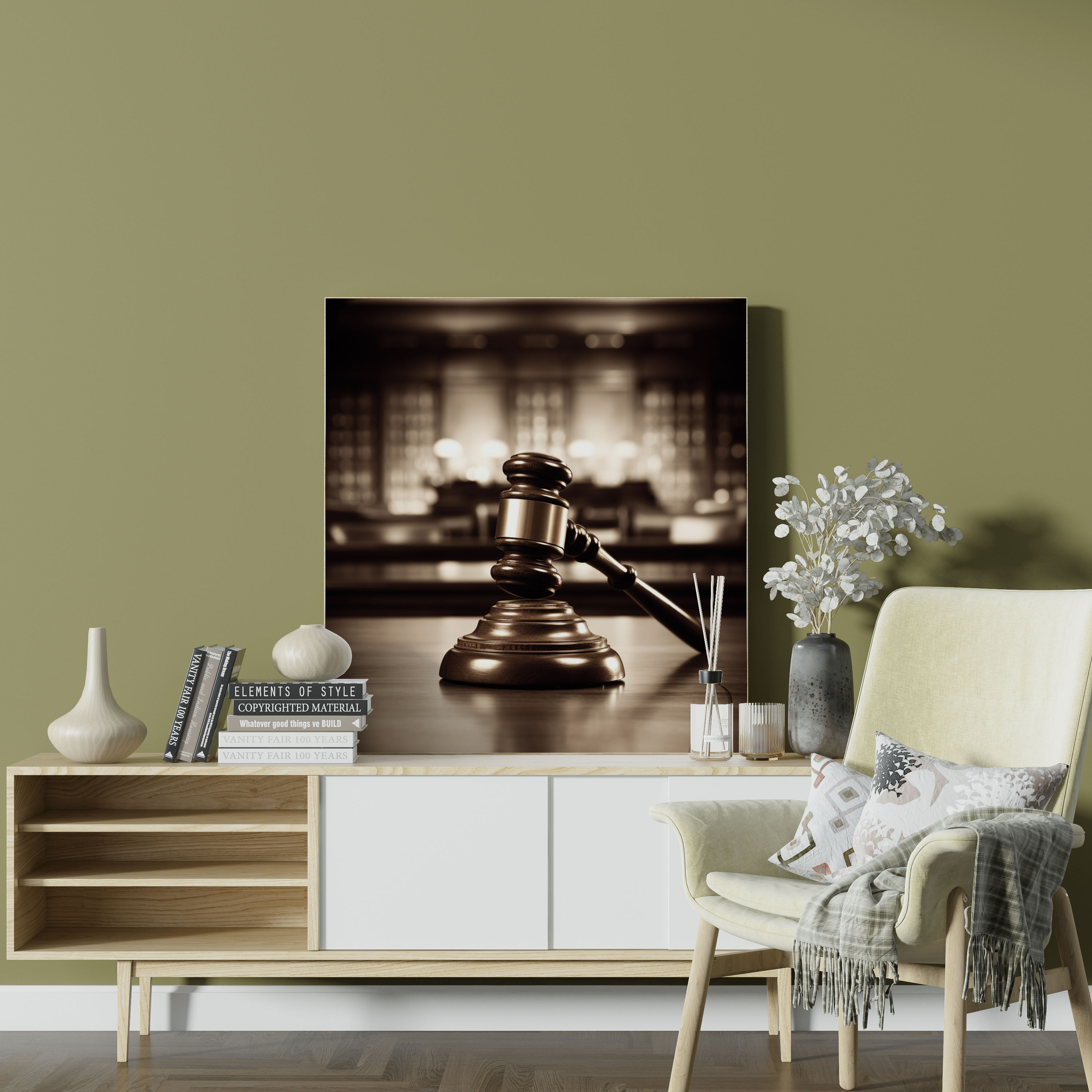 Law Canvas Print - Vintage Gavel On Wooden Desk - Law, Wall Art, Wooden Desk, Gavel