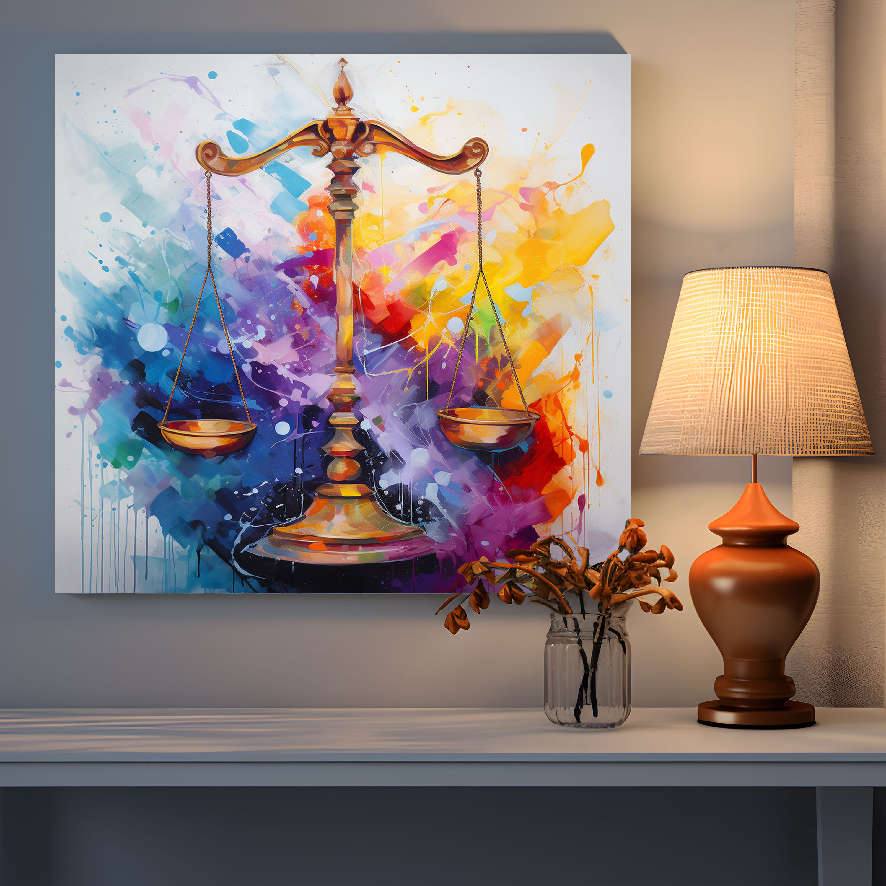 Law Canvas Print - Abstract Scale Of Justice - Law, Law, Canvas, Equity