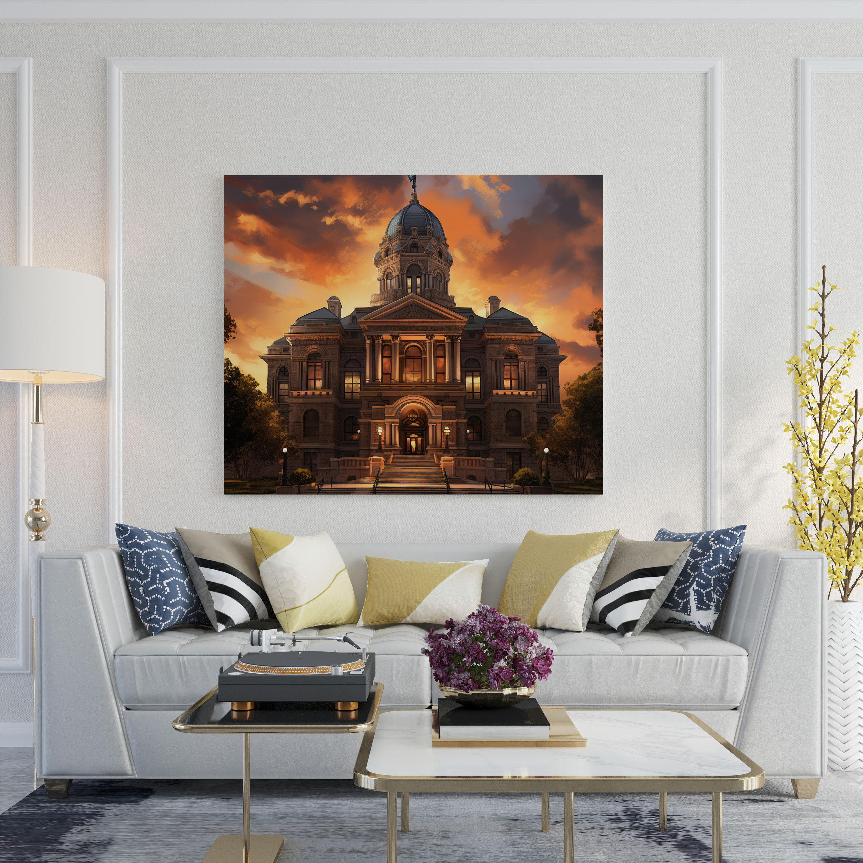 Law Canvas Print - Courthouse At Sunset - Law, Canvas Wall Art, Courthouse, Digital Artwork