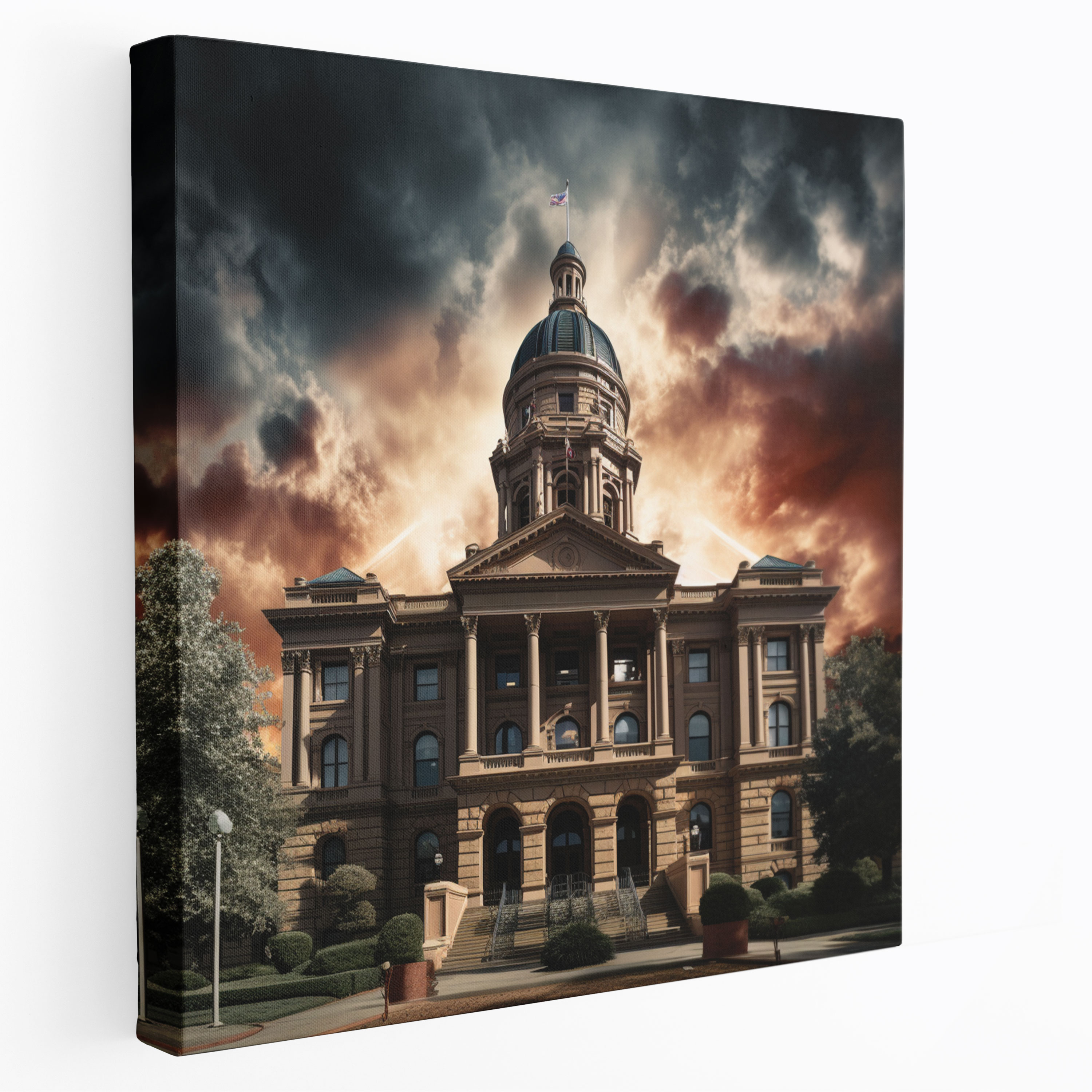Majestic Courthouse Kanvas Tablo - Hukuk Ev Dekorasyonu Bulutlu Gökyüzü