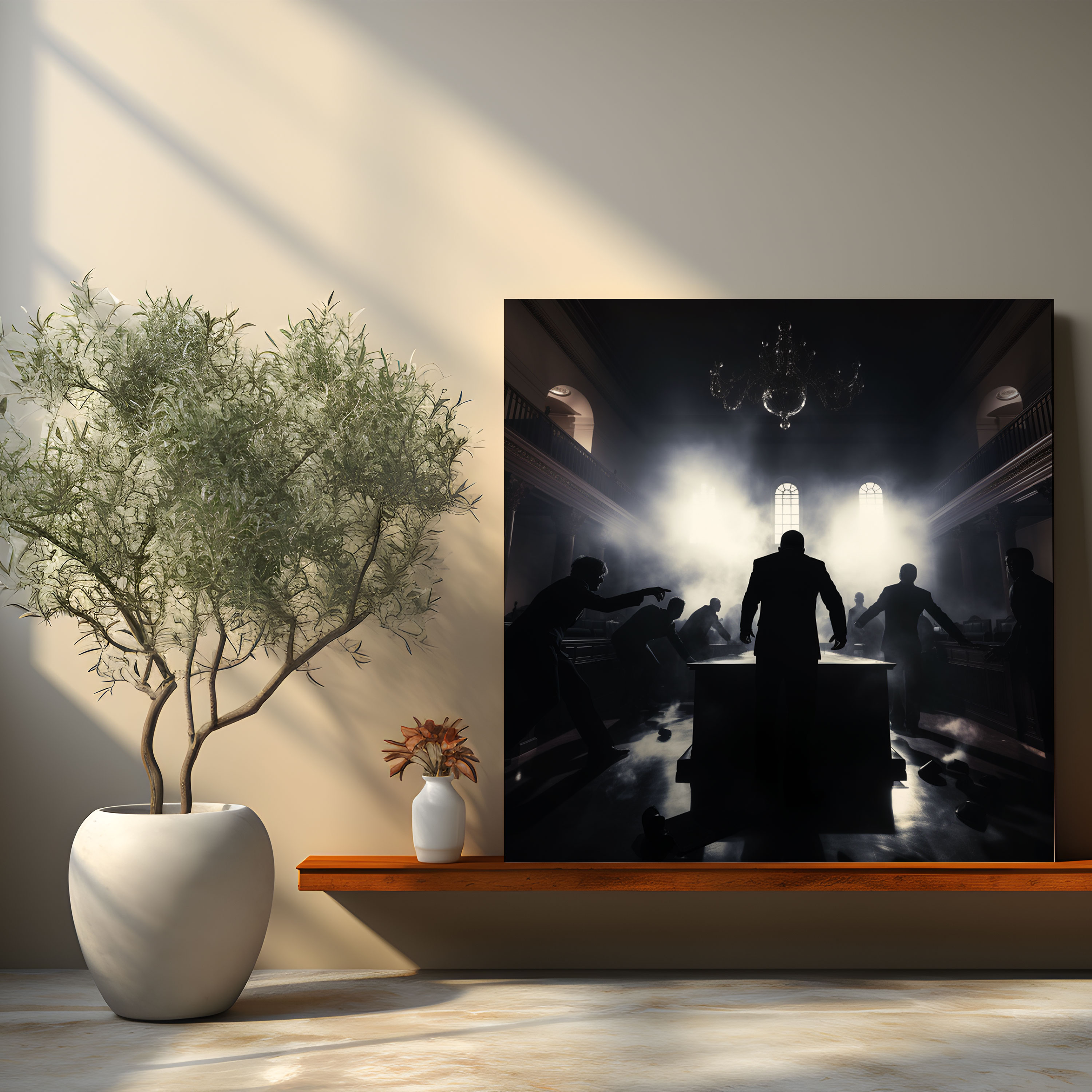 Courtroom Battle Silhouettes Canvas Print - Law, Canvas Wall Art, Courtroom Battle Silhouettes, Wall Decoration