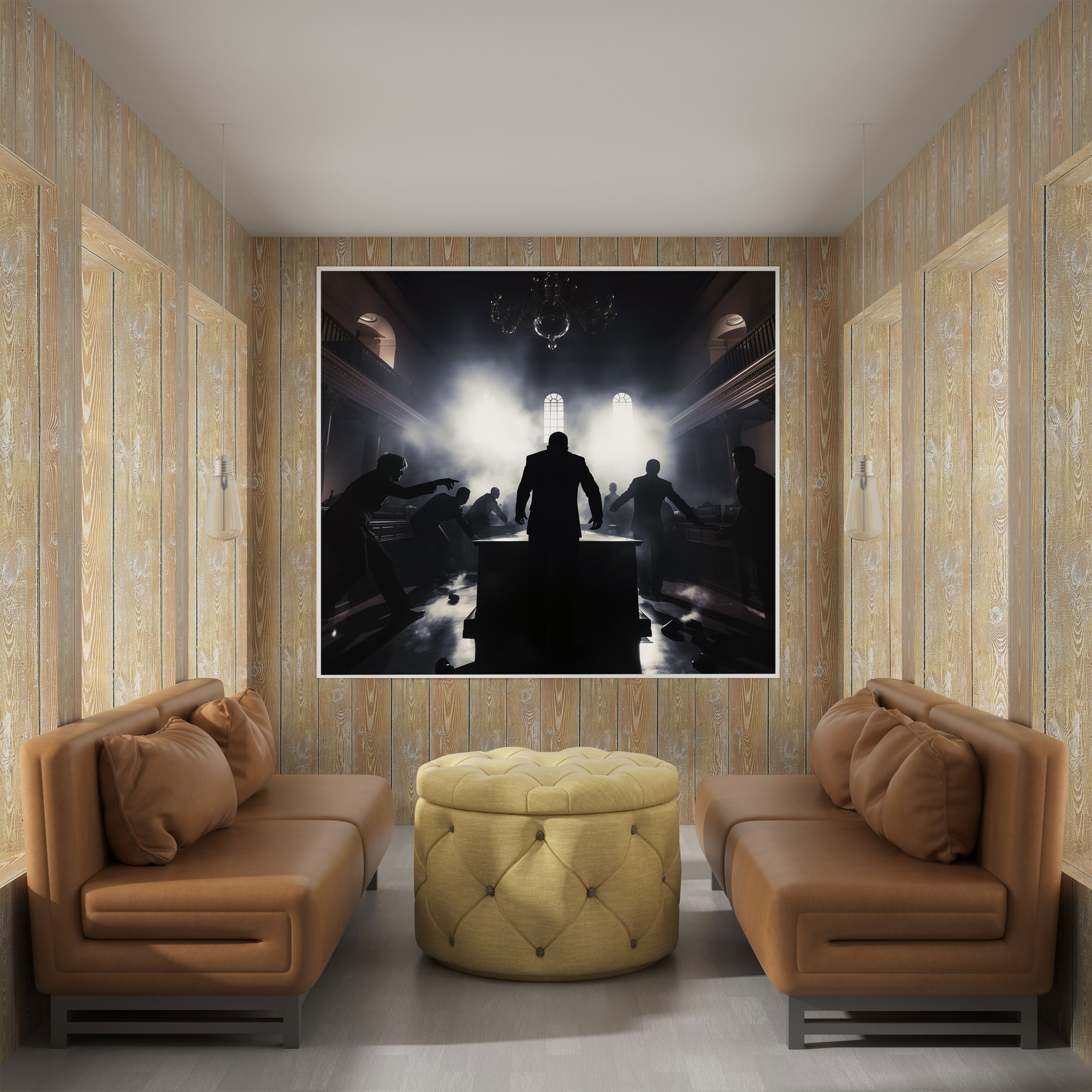 Courtroom Battle Silhouettes Canvas Print - Law, Canvas Wall Art, Courtroom Battle Silhouettes, Wall Decoration