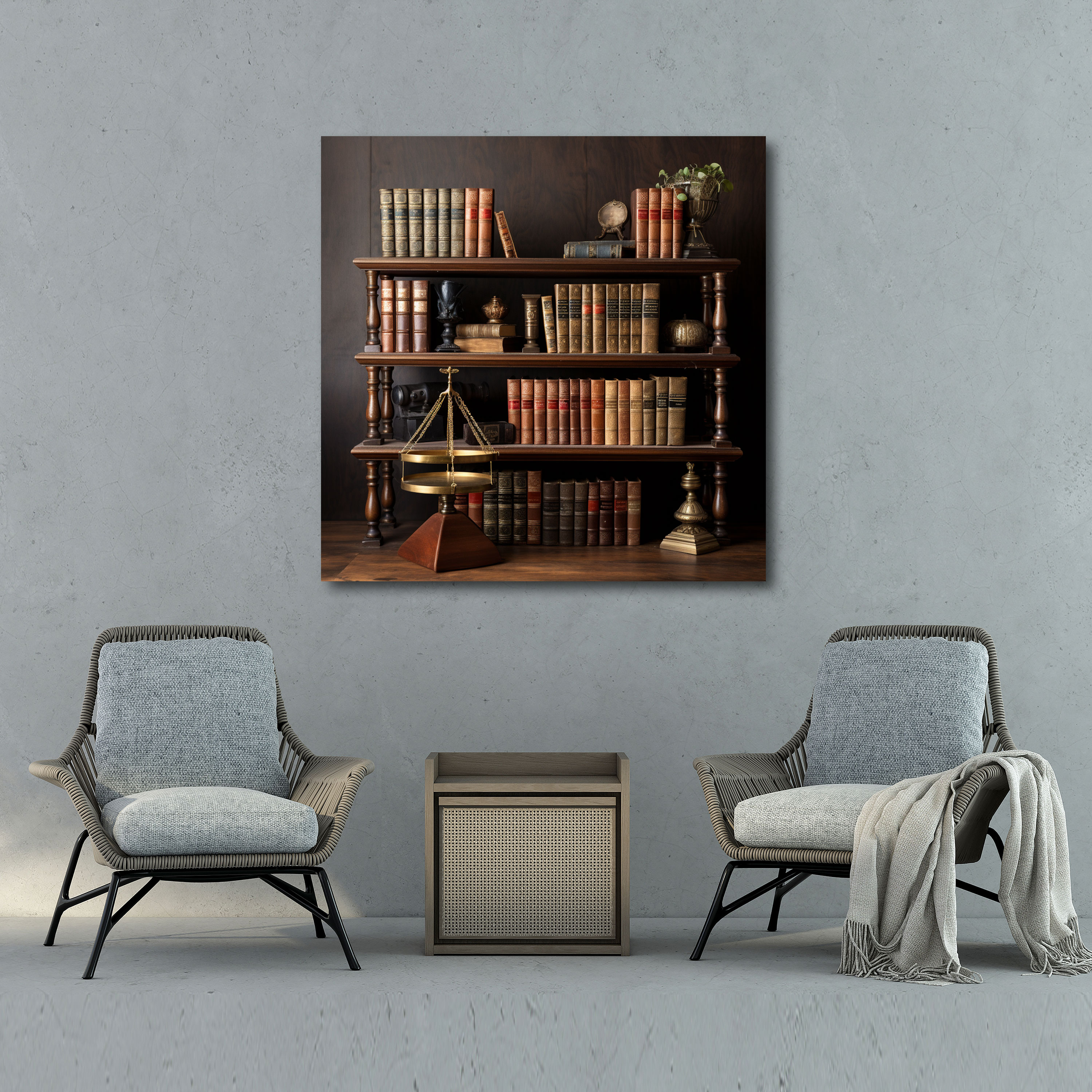 Vintage Law Library Canvas Print - Law, Law Books, Wall Decoration, Gavel