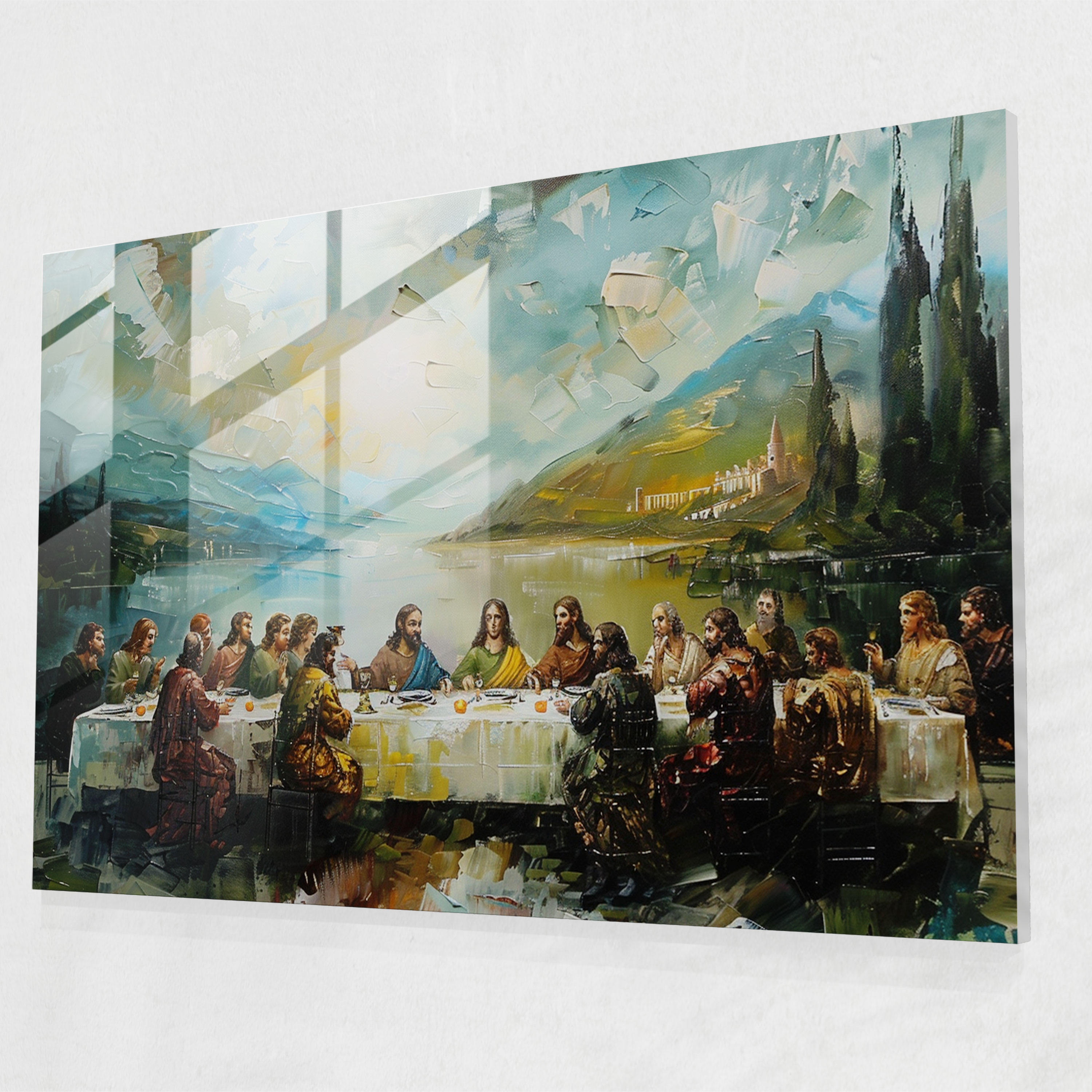 Leonardo Da Vinci Glass Print - Last Supper Scene - Leonardo Da Vinci, Leonardo Da Vinci, Wall Decoration, Modern Art