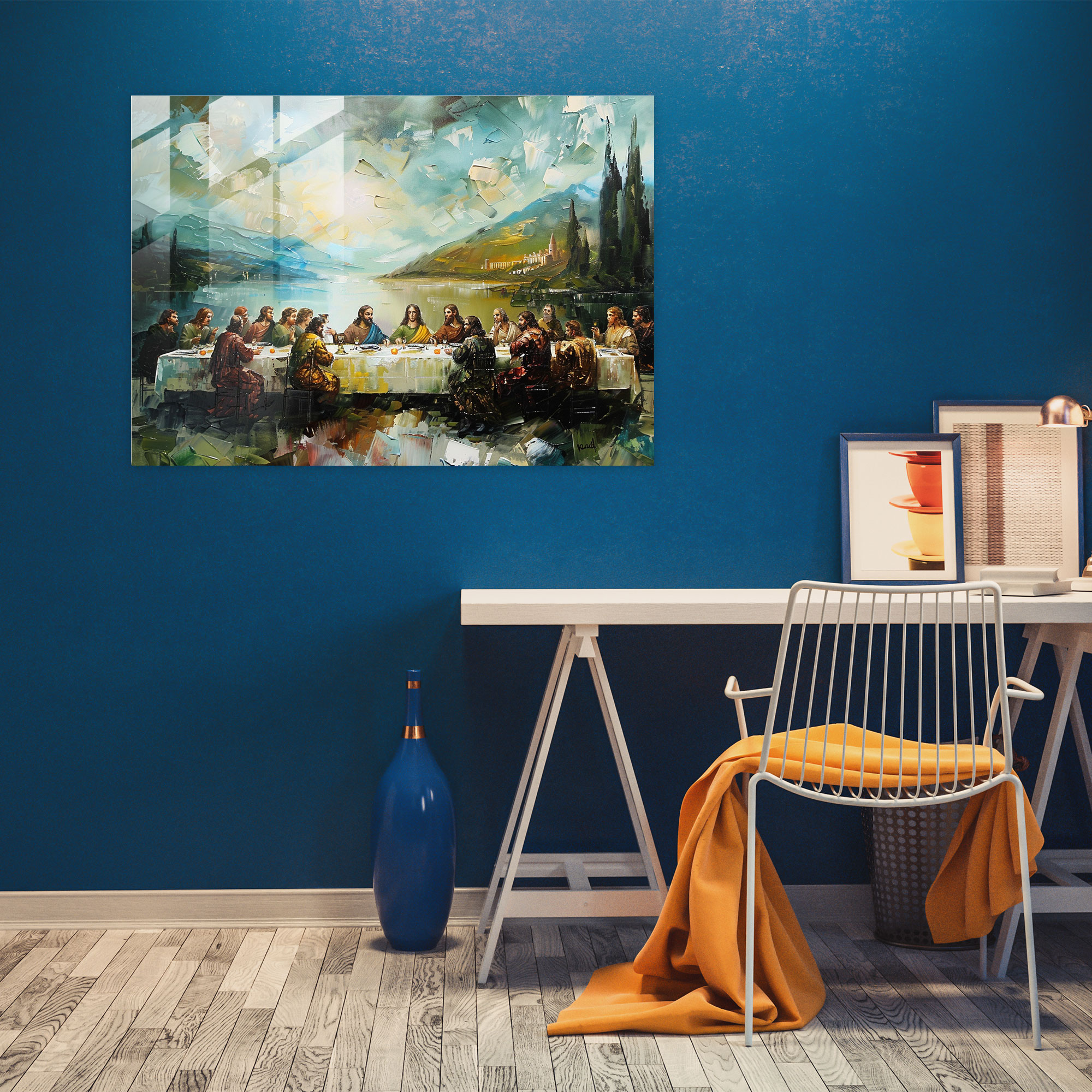 Leonardo Da Vinci Glass Print - Last Supper Scene - Leonardo Da Vinci, Leonardo Da Vinci, Wall Decoration, Modern Art