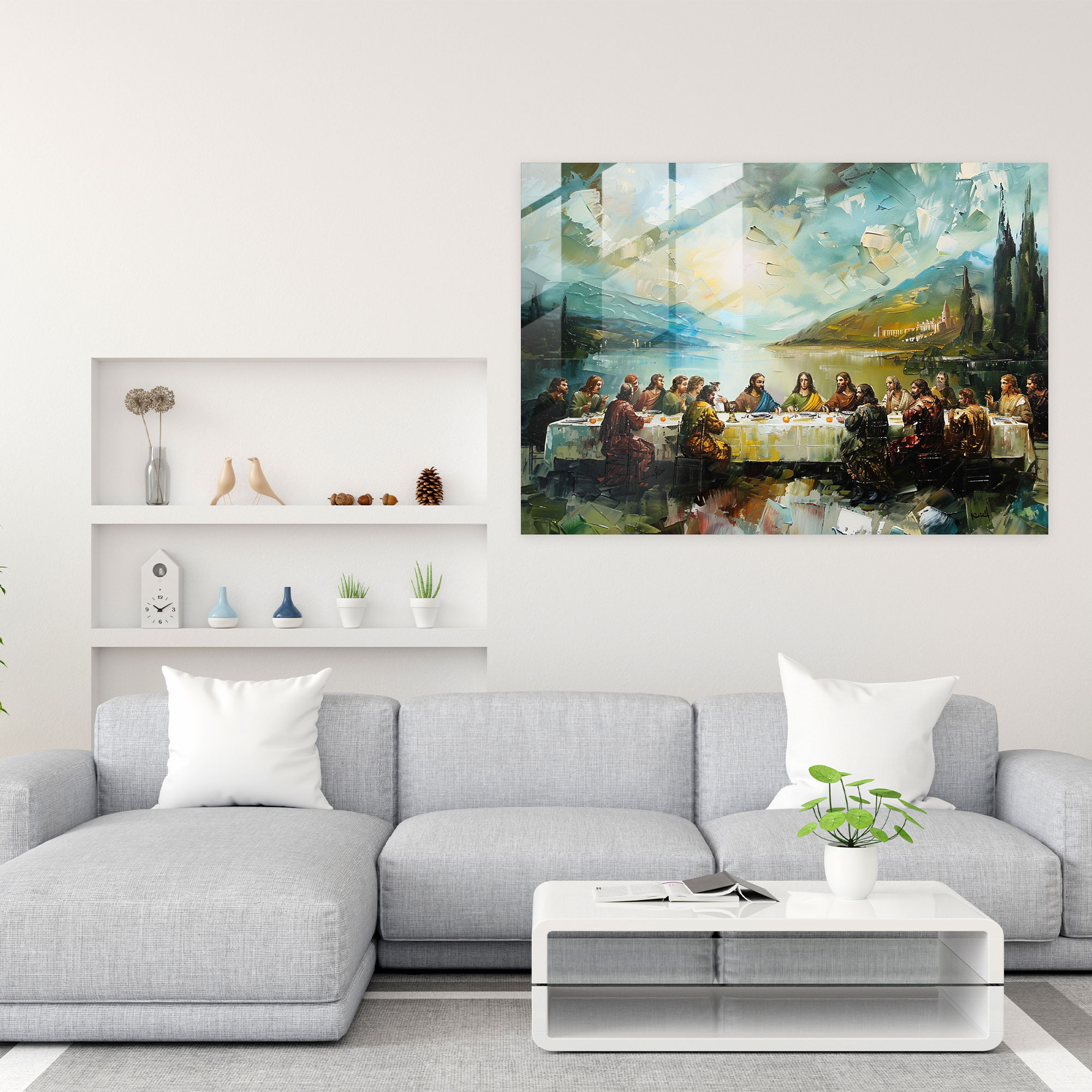 Leonardo Da Vinci Glass Print - Last Supper Scene - Leonardo Da Vinci, Leonardo Da Vinci, Wall Decoration, Modern Art
