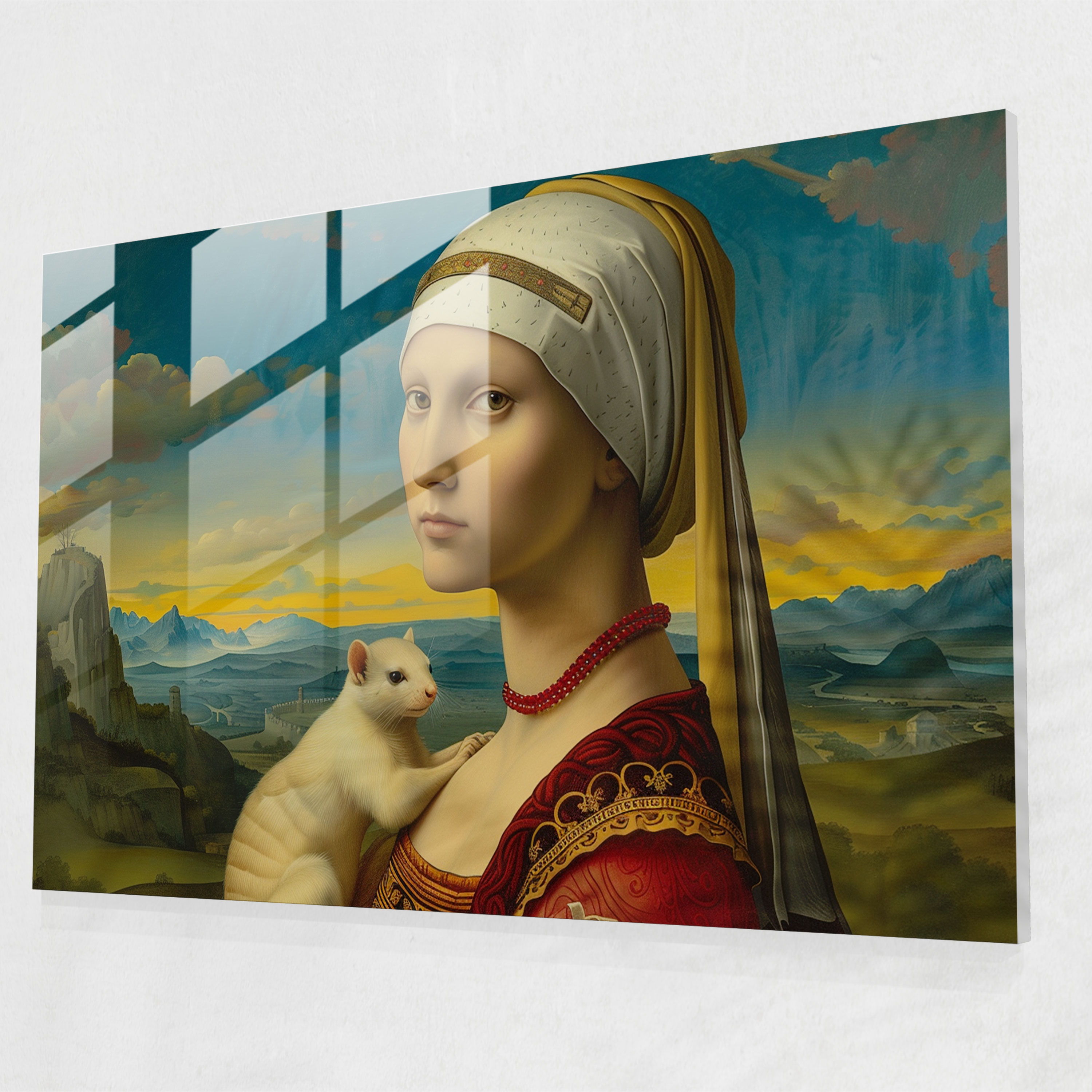 Leonardo Da Vinci Glass Print - Lady With An Ermine - Leonardo Da Vinci, Glass Print, Modern Art, Wall Decoration