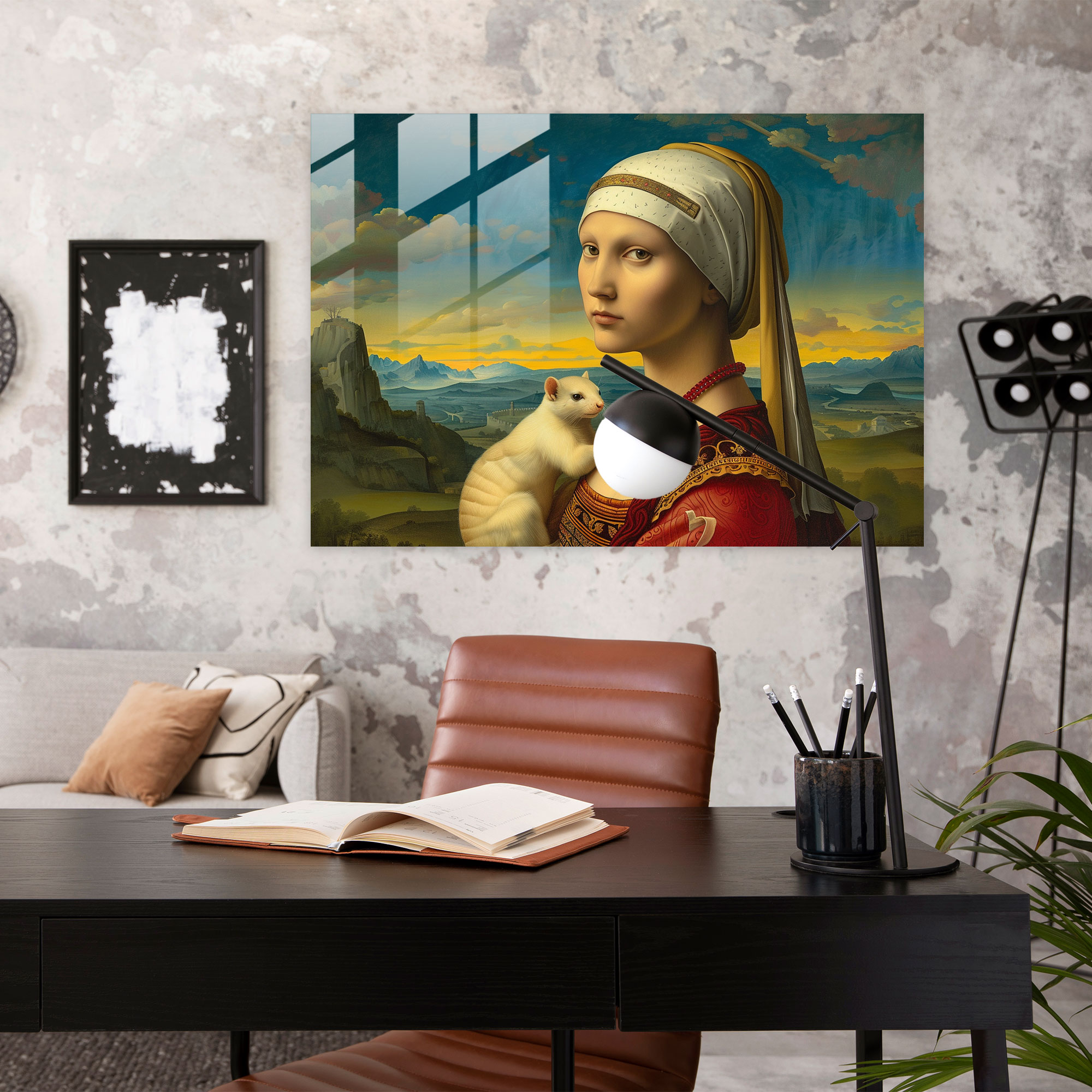 Leonardo Da Vinci Glass Print - Lady With An Ermine - Leonardo Da Vinci, Glass Print, Modern Art, Wall Decoration