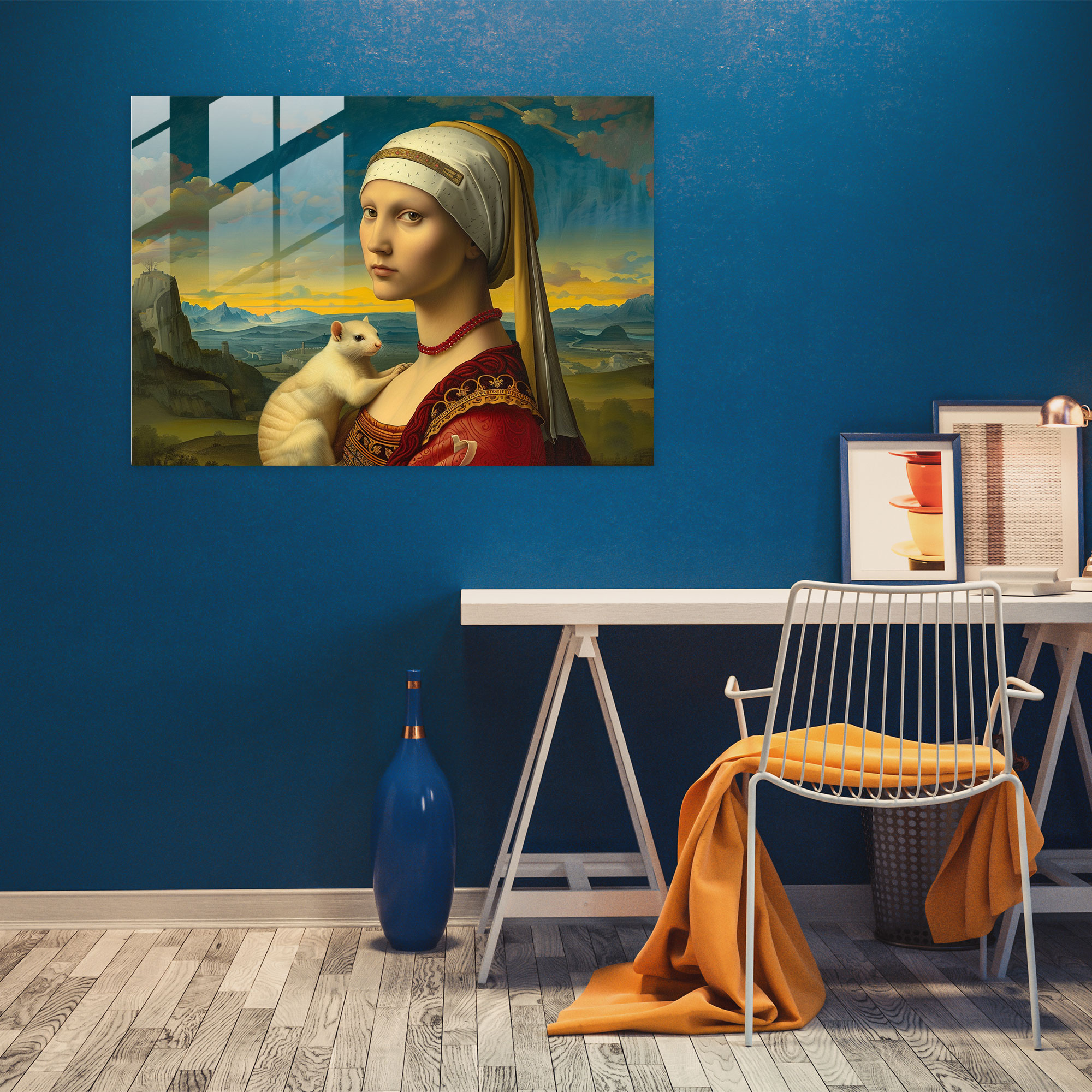 Leonardo Da Vinci Glass Print - Lady With An Ermine - Leonardo Da Vinci, Glass Print, Modern Art, Wall Decoration