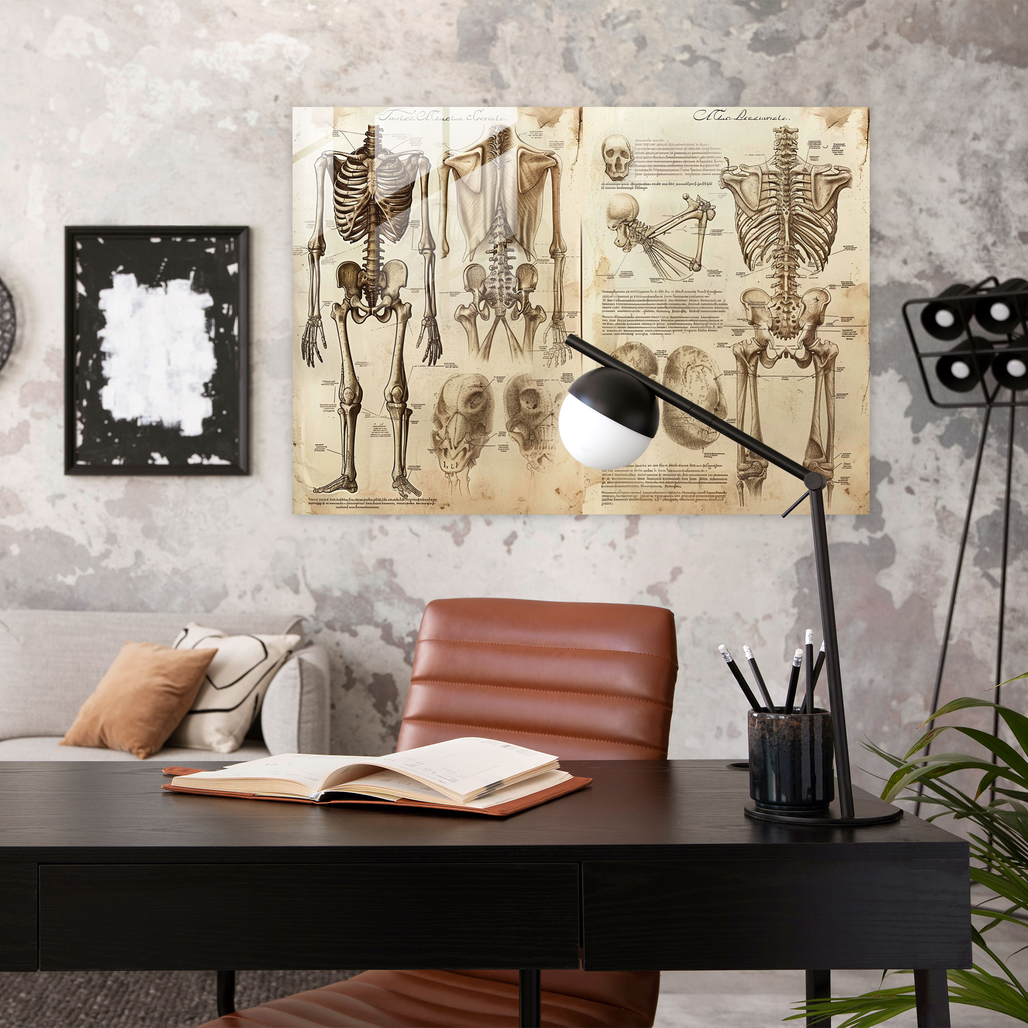 Leonardo Da Vinci Glass Print - Human Anatomy Studies - Leonardo Da Vinci, Wall Decoration, Modern Art, Leonardo Da Vinci