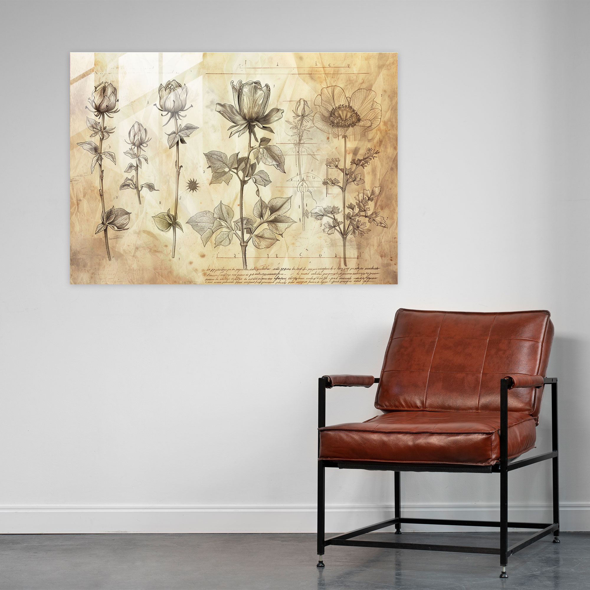 Leonardo Da Vinci Glass Print - Study Of Flowers And Plants - Leonardo Da Vinci, Modern Art, Wall Decoration, Leonardo Da Vinci