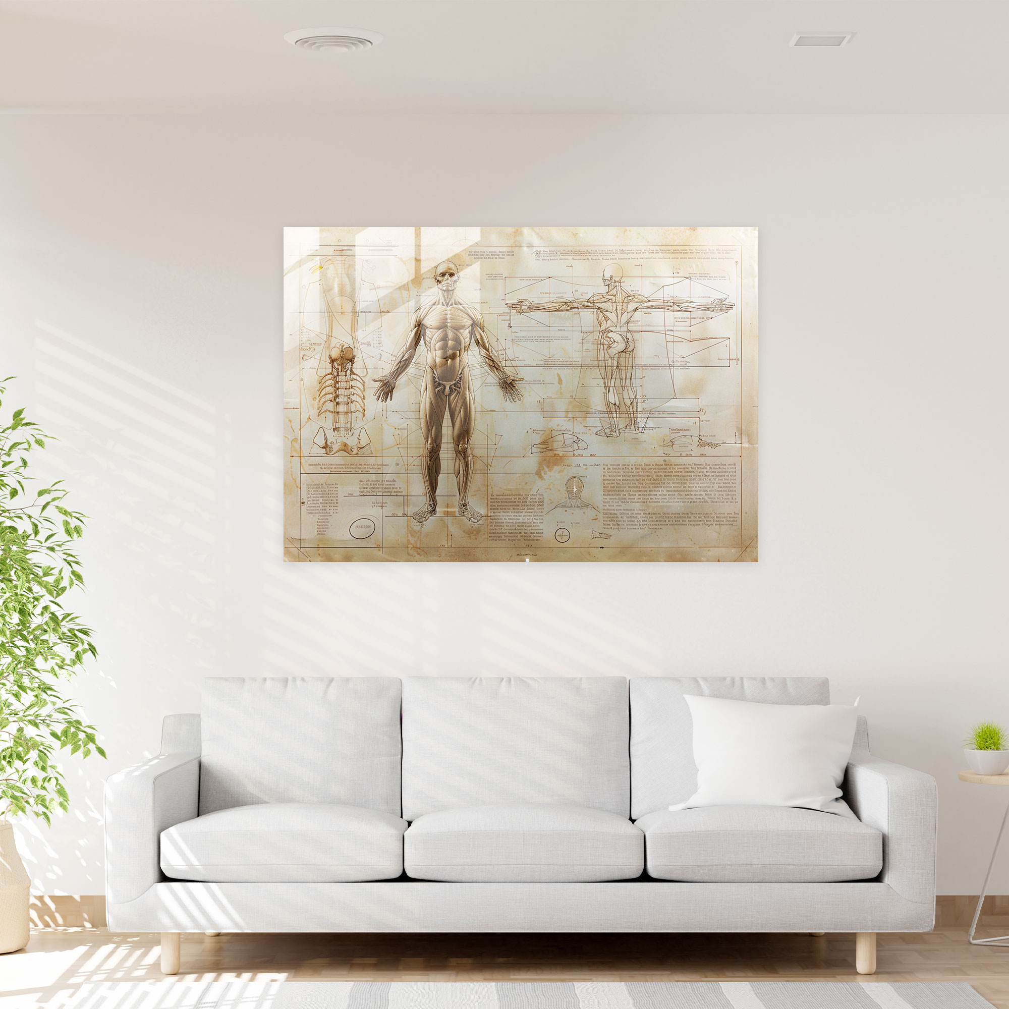 Leonardo Da Vinci Glass Print: Human Proportions Study - Leonardo Da Vinci, Leonardo Da Vinci, Home Decoration, Glass Art