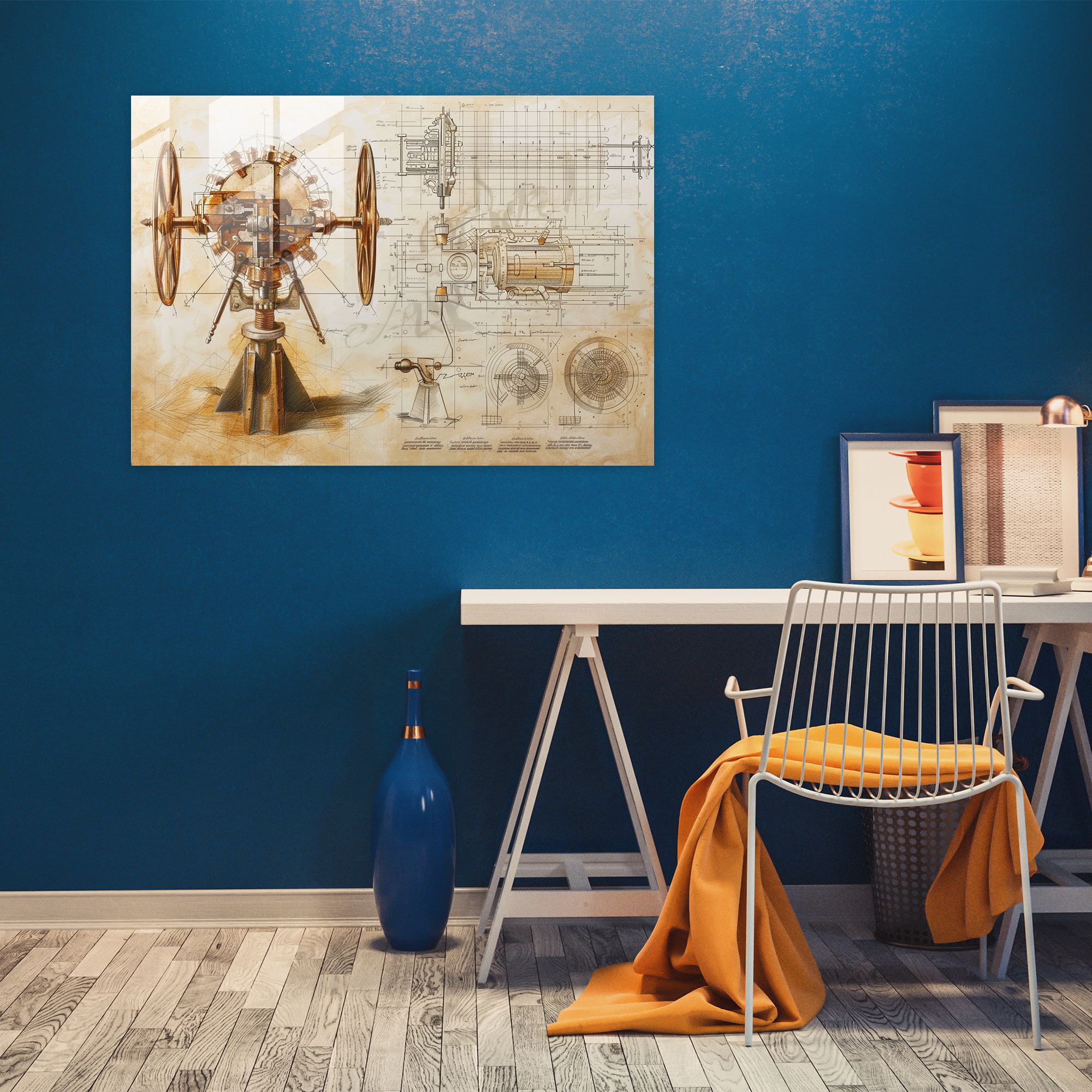 Leonardo Da Vinci Home Decoration: Technical Drawings Study - Leonardo Da Vinci, Leonardo Da Vinci, Glass Art, Modern Art