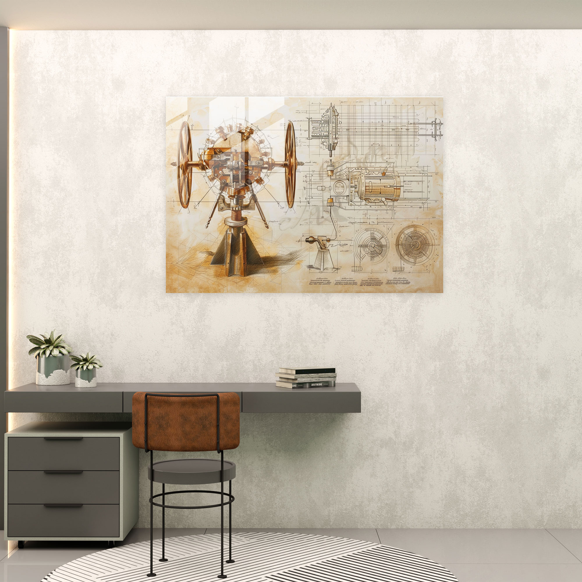 Leonardo Da Vinci Home Decoration: Technical Drawings Study - Leonardo Da Vinci, Leonardo Da Vinci, Glass Art, Modern Art