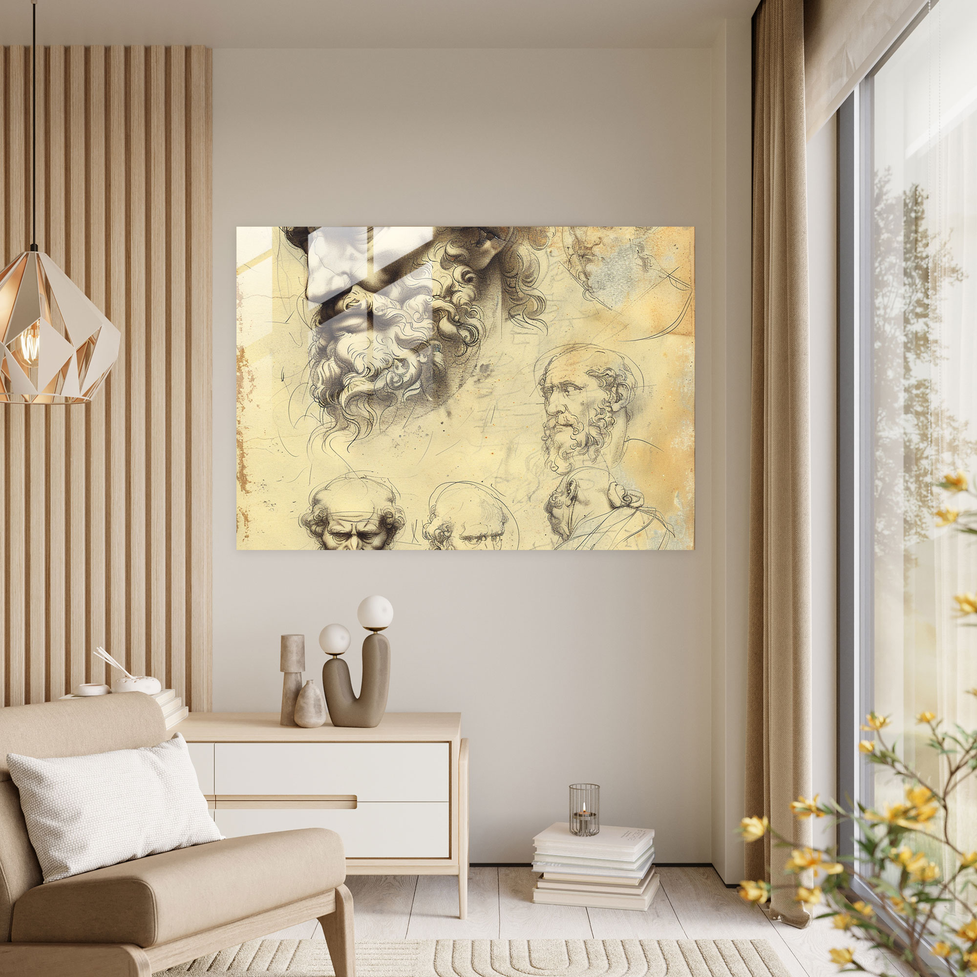 Leonardo Da Vinci Modern Art - Leonardo Da Vinci, Glass Print, Home Decoration, Leonardo Da Vinci