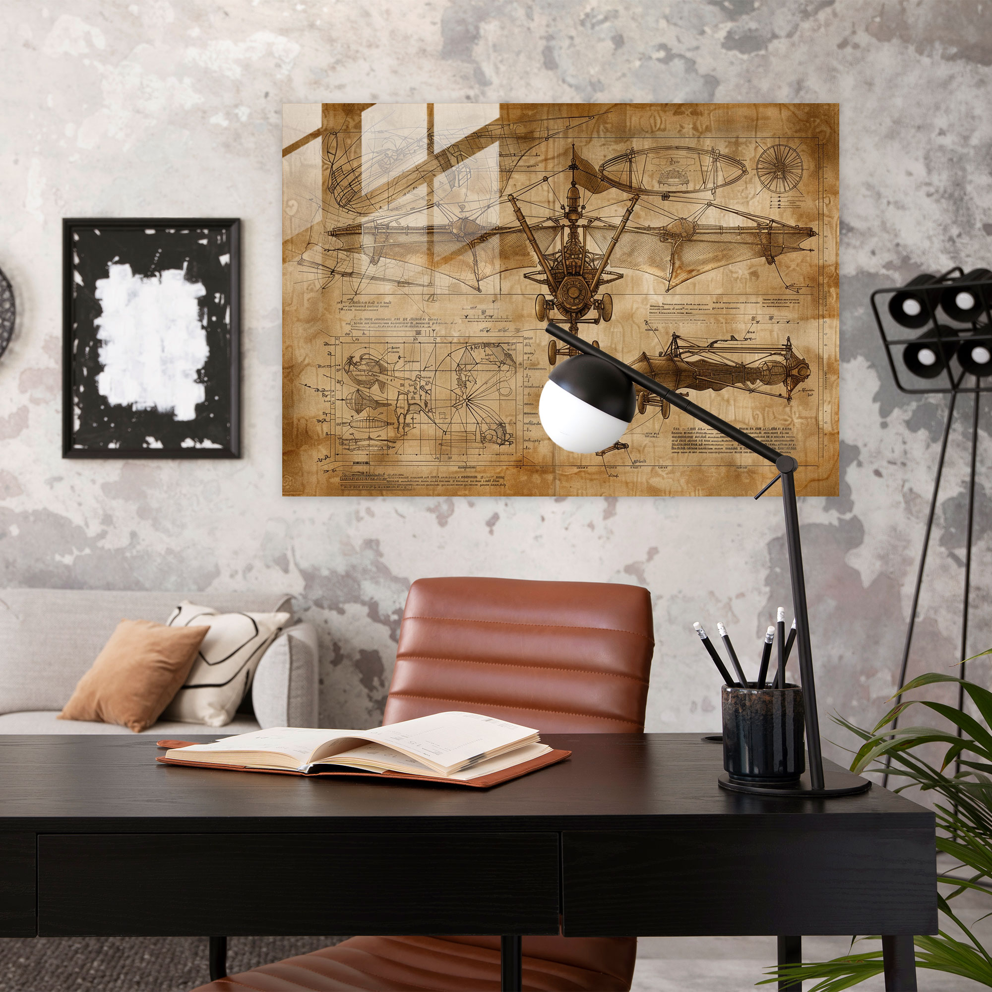 Flying Machines Glass Wall Art Modern Art - Leonardo Da Vinci, Glass Art, Wall Decoration, Leonardo Da Vinci