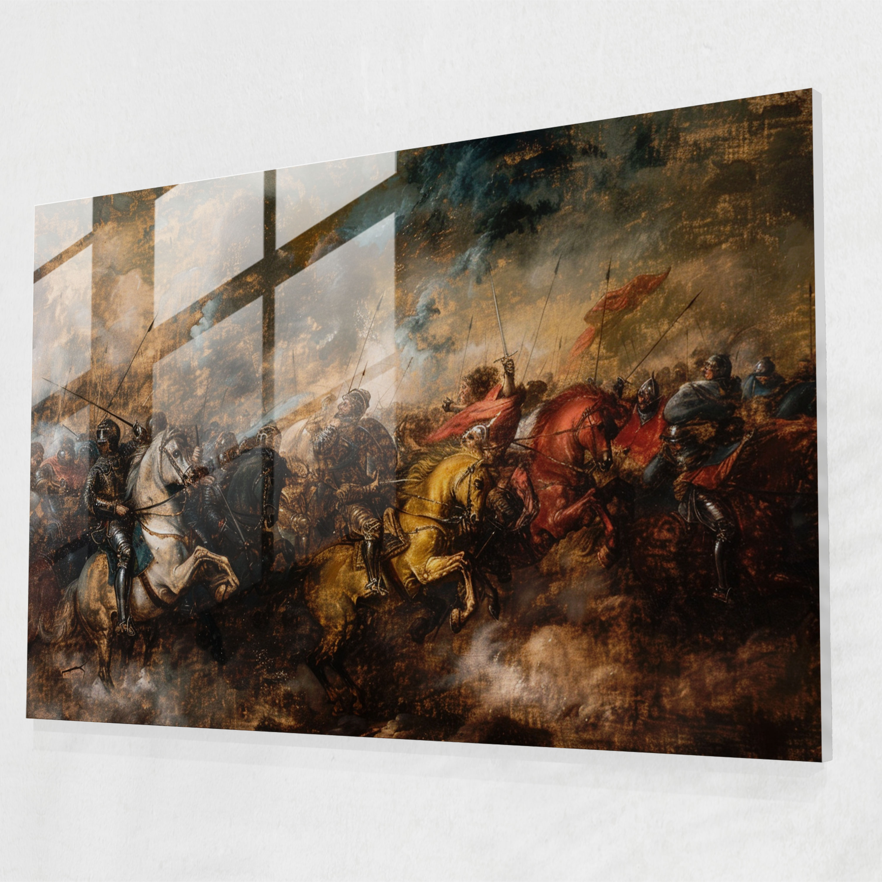 Battle Scene Glass Art Wall Decoration - Leonardo Da Vinci, Glass Art, Modern Art, Glass Wall Art