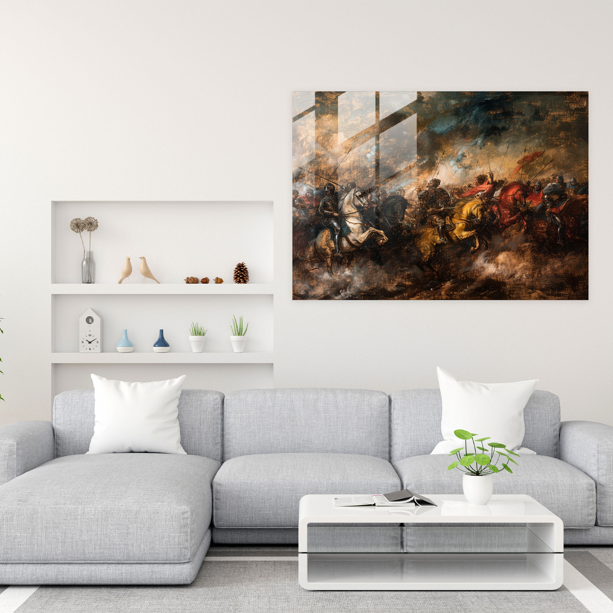Battle Scene Glass Art Wall Decoration - Leonardo Da Vinci, Glass Art, Modern Art, Glass Wall Art