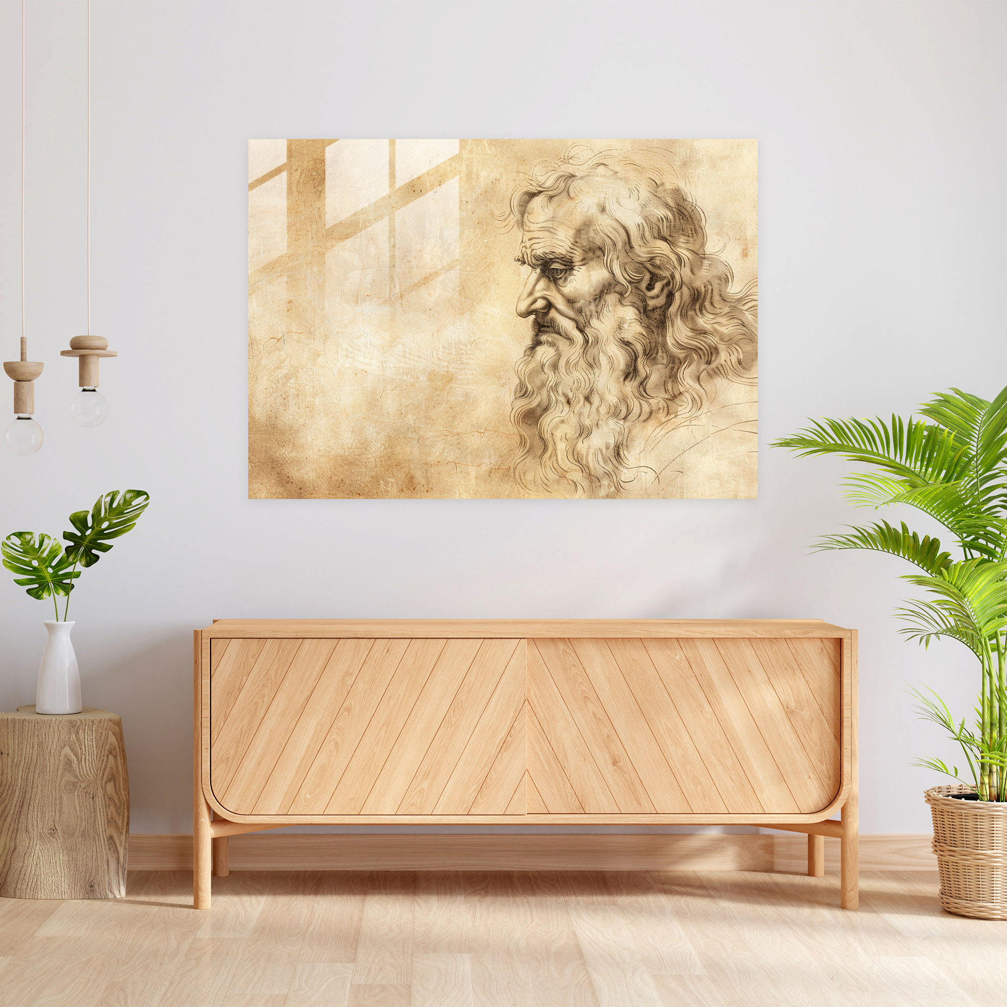 Leonardo Da Vinci Glass Print: Man Portrait - Leonardo Da Vinci, Leonardo Da Vinci, Glass Print, Glass Art