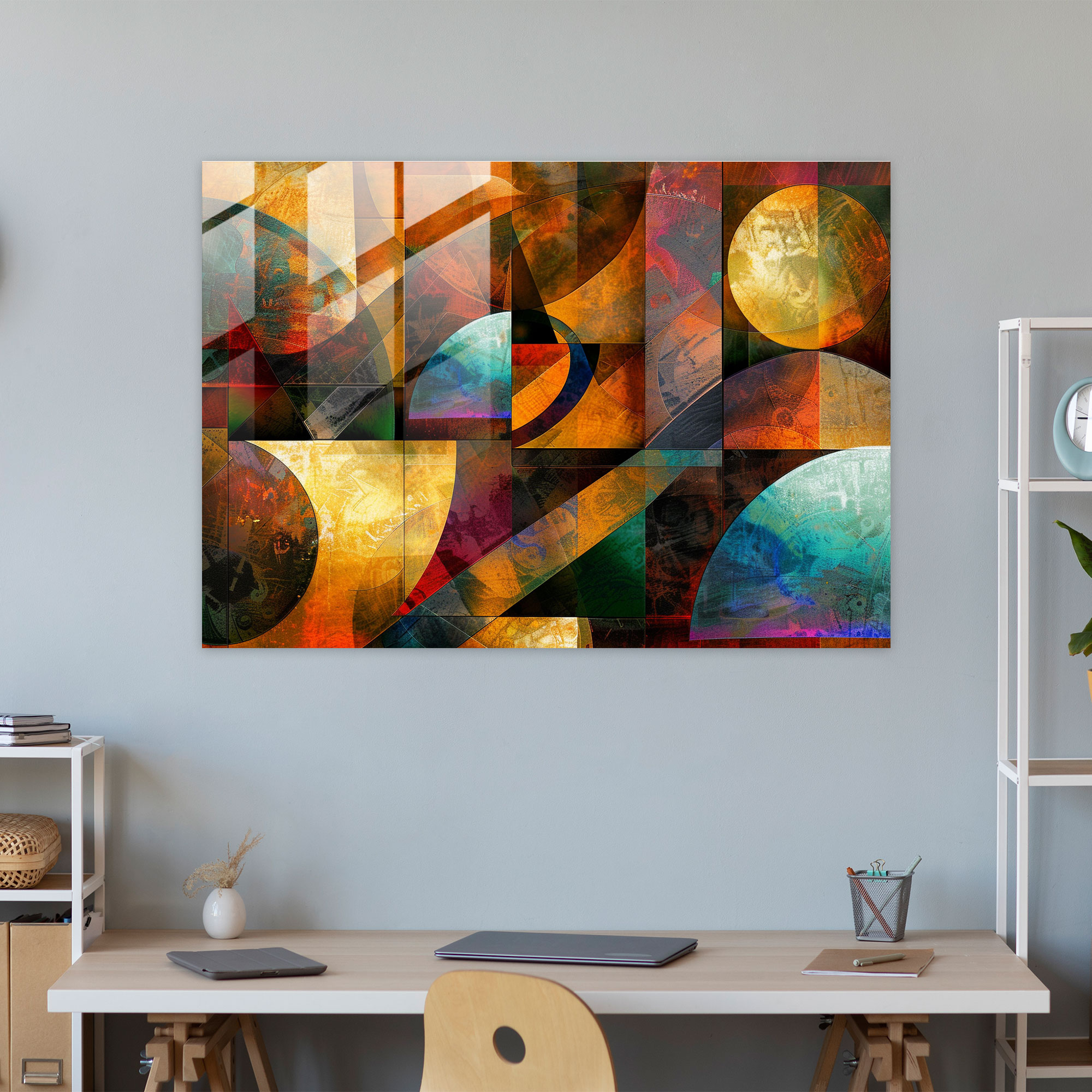 Vibrant Leonardo Da Vinci Glass Print - Leonardo Da Vinci, Glass Art, Glass Print, Modern Art
