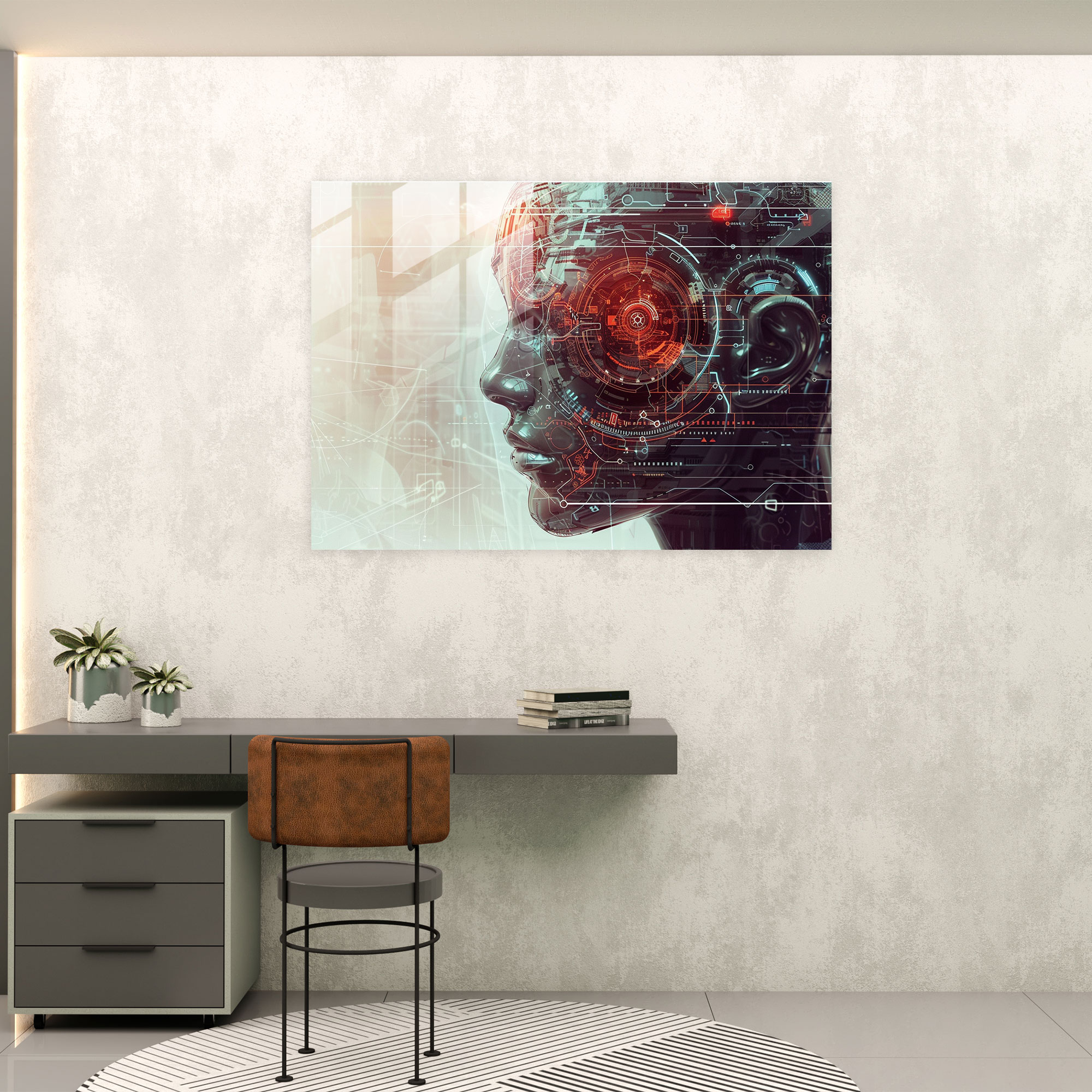 Futuristic Leonardo Da Vinci Glass Wall Art - Leonardo Da Vinci, Glass Wall Art, Wall Decoration, Leonardo Da Vinci
