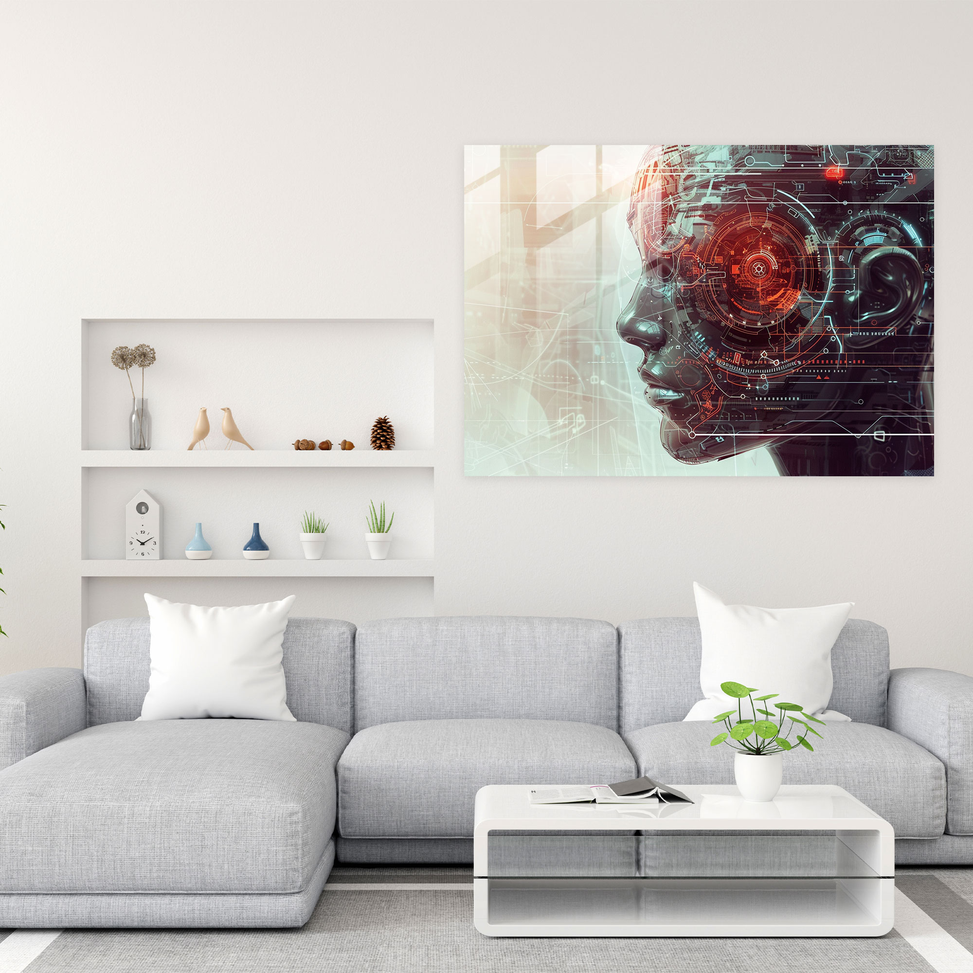 Futuristic Leonardo Da Vinci Glass Wall Art - Leonardo Da Vinci, Glass Wall Art, Wall Decoration, Leonardo Da Vinci