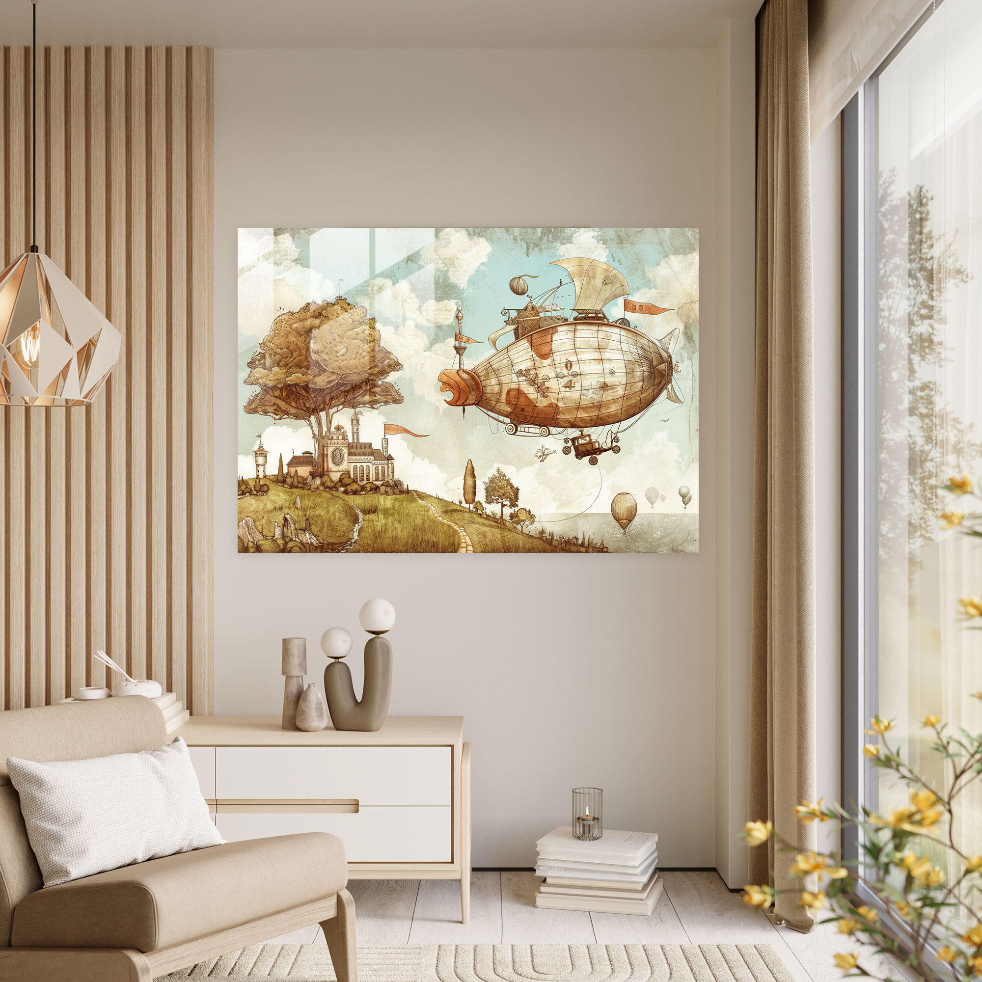 Whimsical Leonardo Da Vinci Glass Print - Leonardo Da Vinci, Leonardo Da Vinci, Modern Art, Glass Wall Art