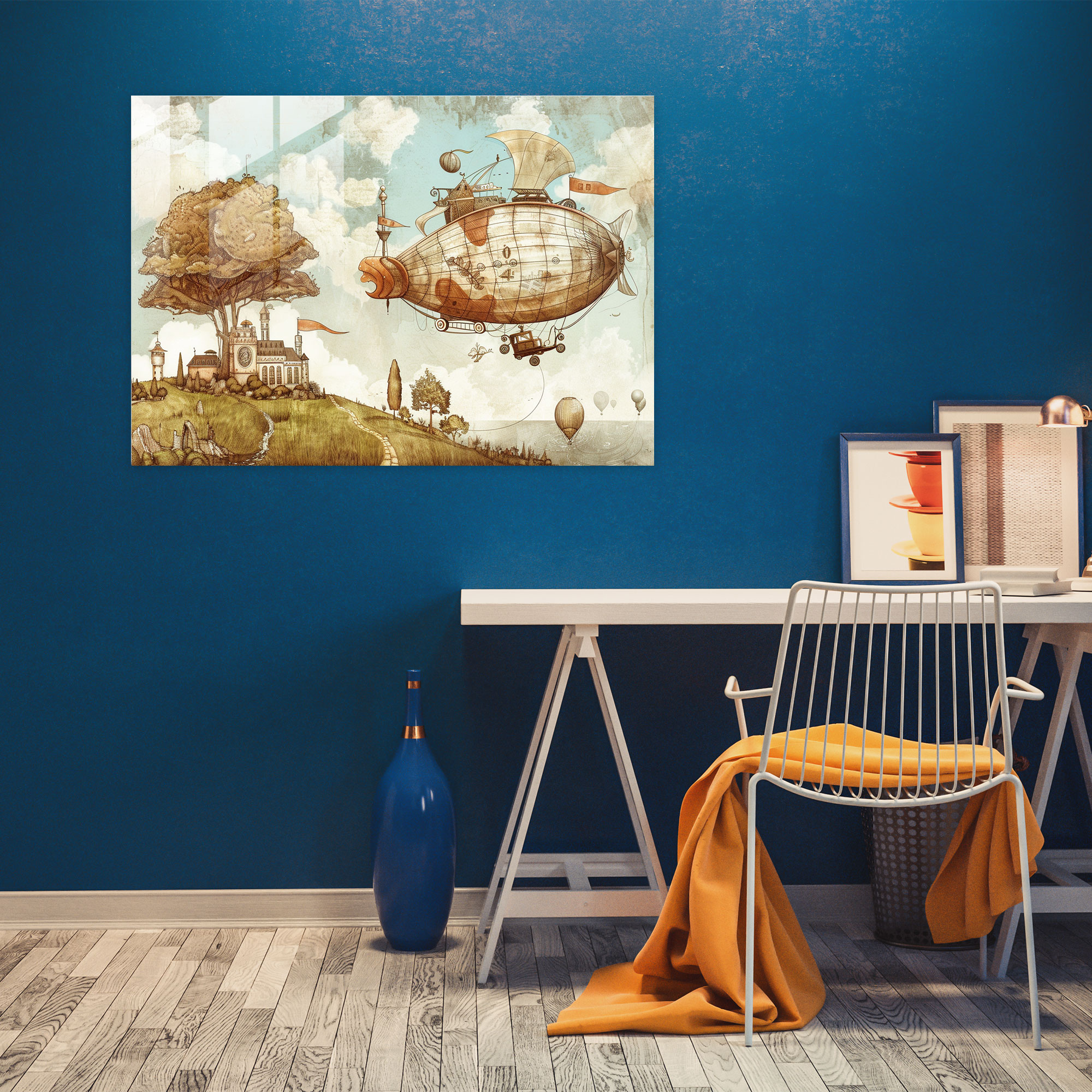 Whimsical Leonardo Da Vinci Glass Print - Leonardo Da Vinci, Leonardo Da Vinci, Modern Art, Glass Wall Art