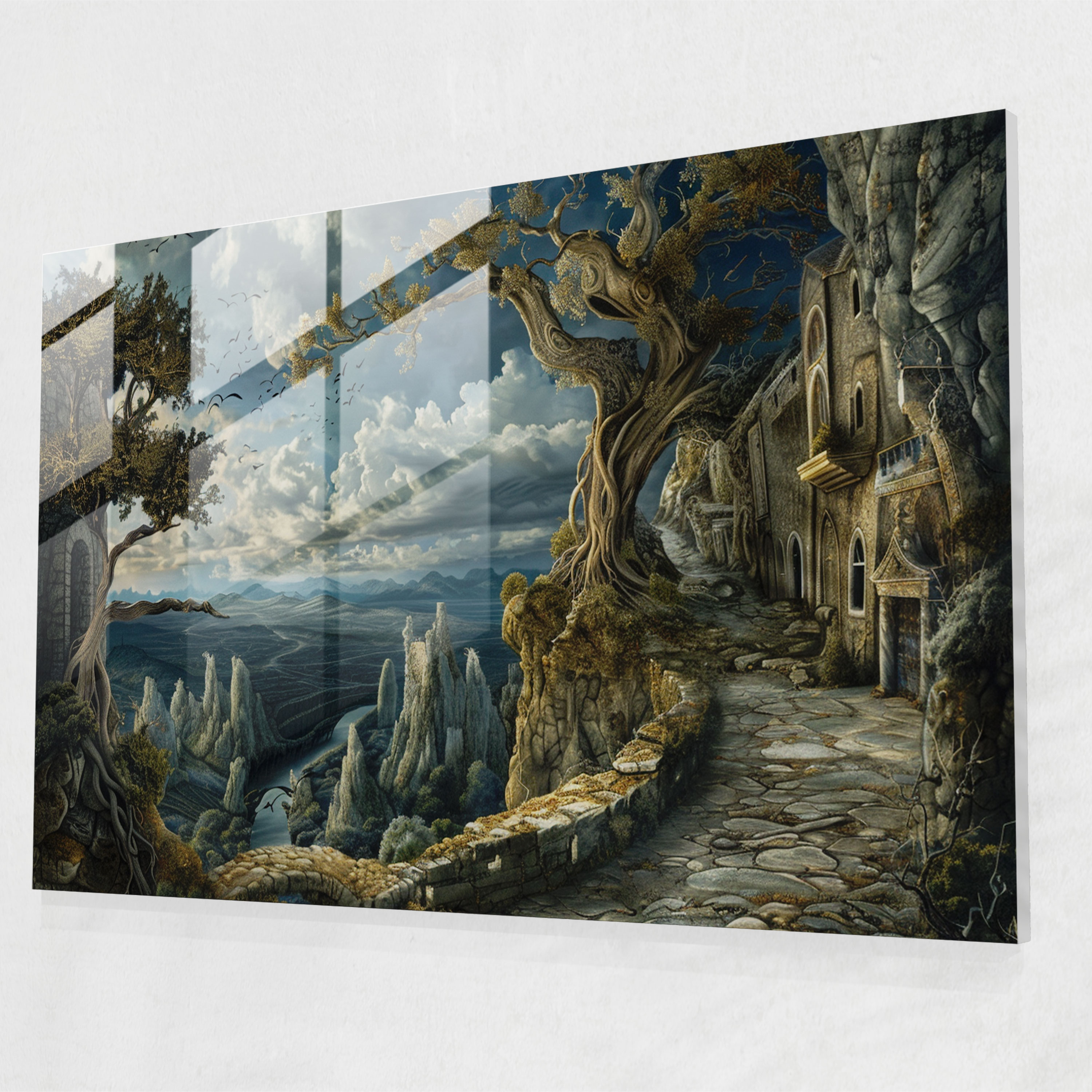 Surreal Leonardo Da Vinci Glass Print - Leonardo Da Vinci, Modern Art, Glass Wall Art, Wall Decoration