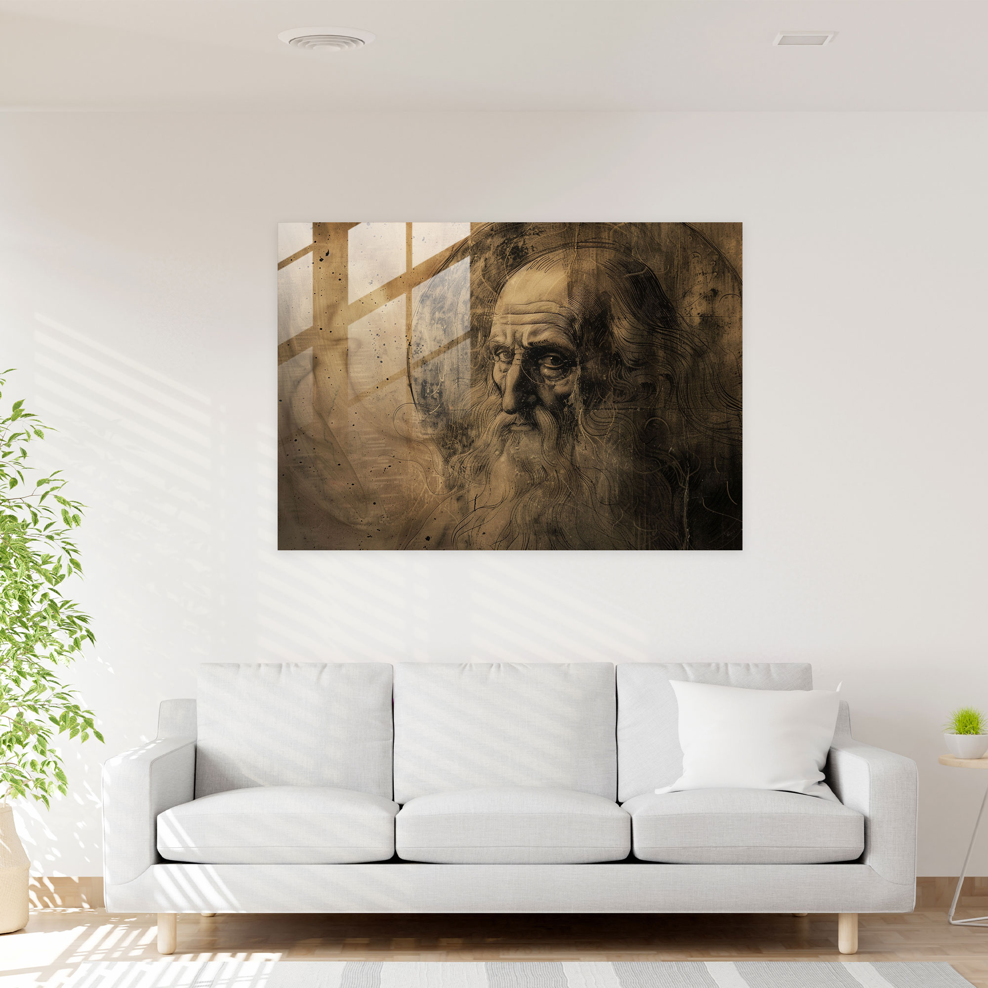 Leonardo Da Vinci Glass Print - Leonardo Da Vinci, Glass Print, Glass Art, Home Decoration