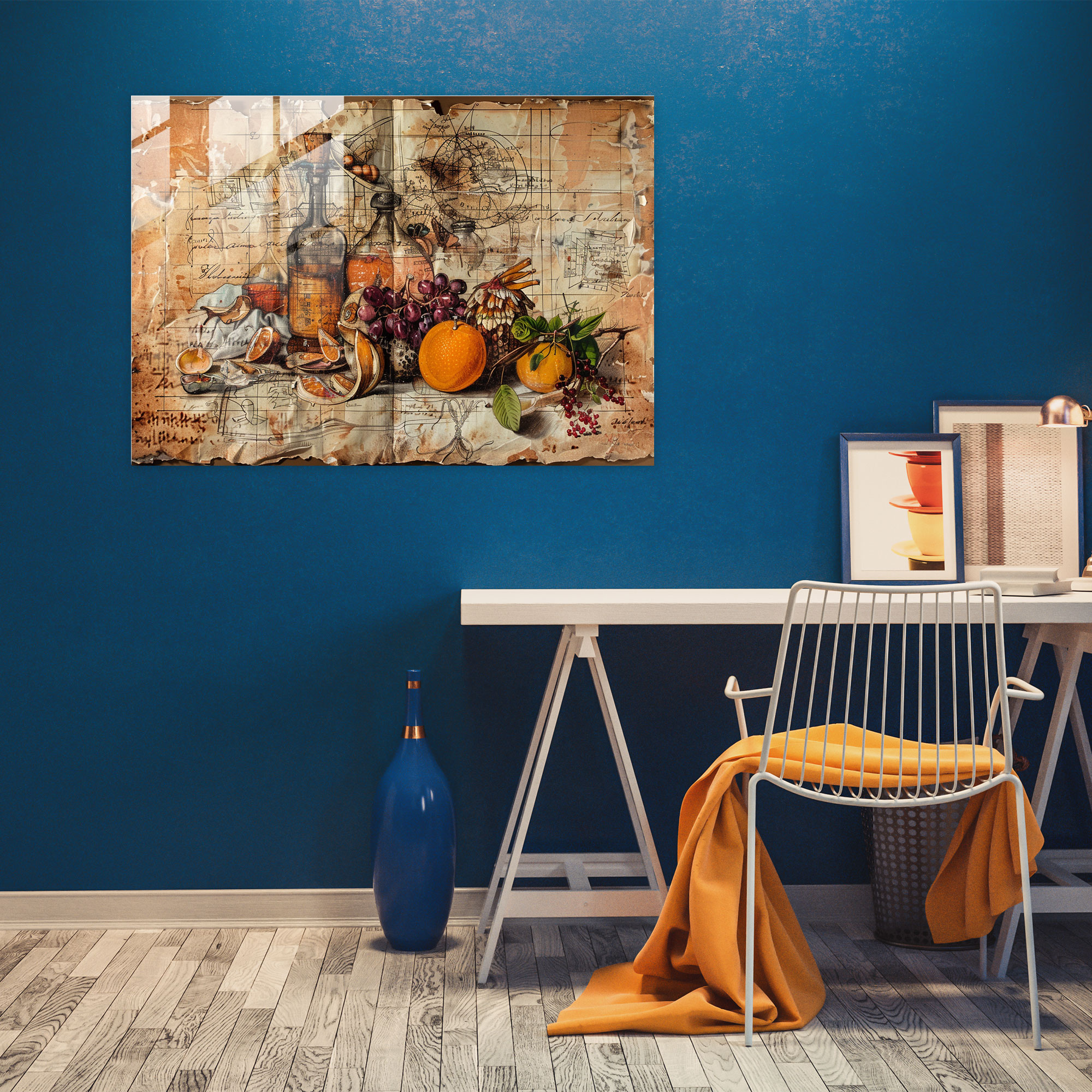 Vibrant Leonardo Da Vinci Glass Print - Leonardo Da Vinci, Leonardo Da Vinci, Glass Art, Home Decoration
